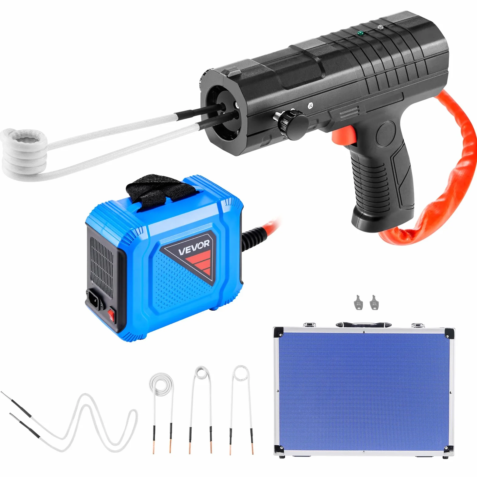 VEVOR Kit de Chauffage par Induction Magnétique pour Enlever Écrous Rouillés 1800 W, Dégrippeur à Induction Portatif, avec 4 Bobines et Coffret, pour Retirer Vis Rouillées, Réparation Automobile