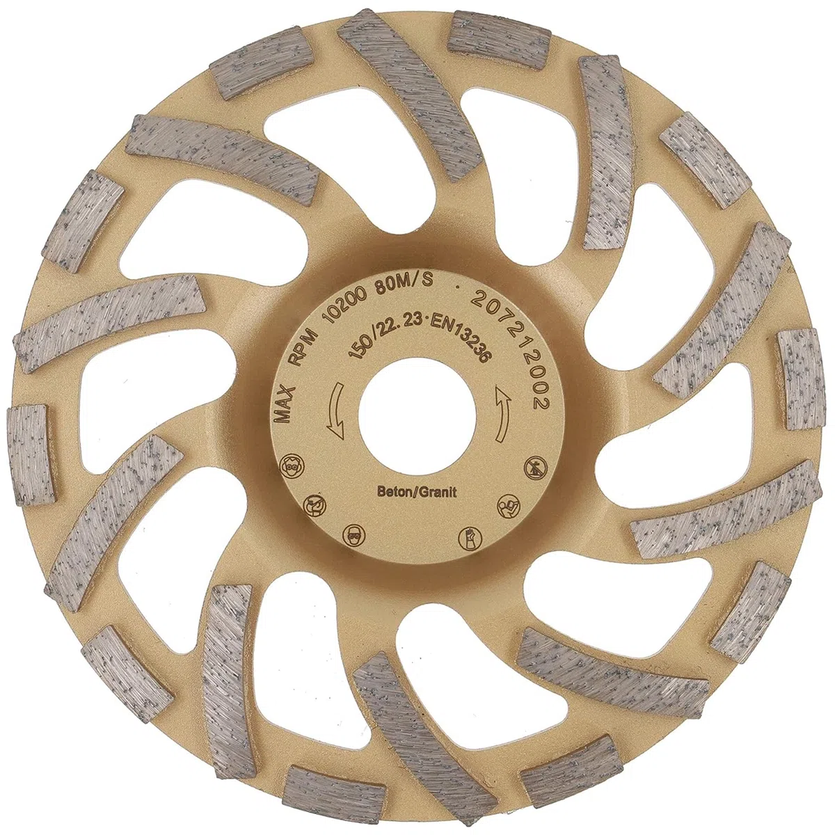 PRODIAMANT ST81 Meule boisseau diamantée turbo 150 mm x 22,23 mm pour béton et pierre naturelle