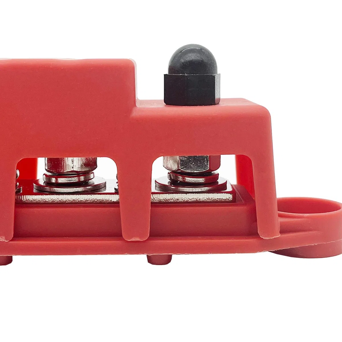 Bloc de Distribution D'alimentation 12V-48V dc Bus Bar, 250A Barre de Bus Rails de Collecte Couvercle avec 4 X M10(3/8") Boulons de Raccordement pour Voiture Camion Bateau (Rouge & Noir)