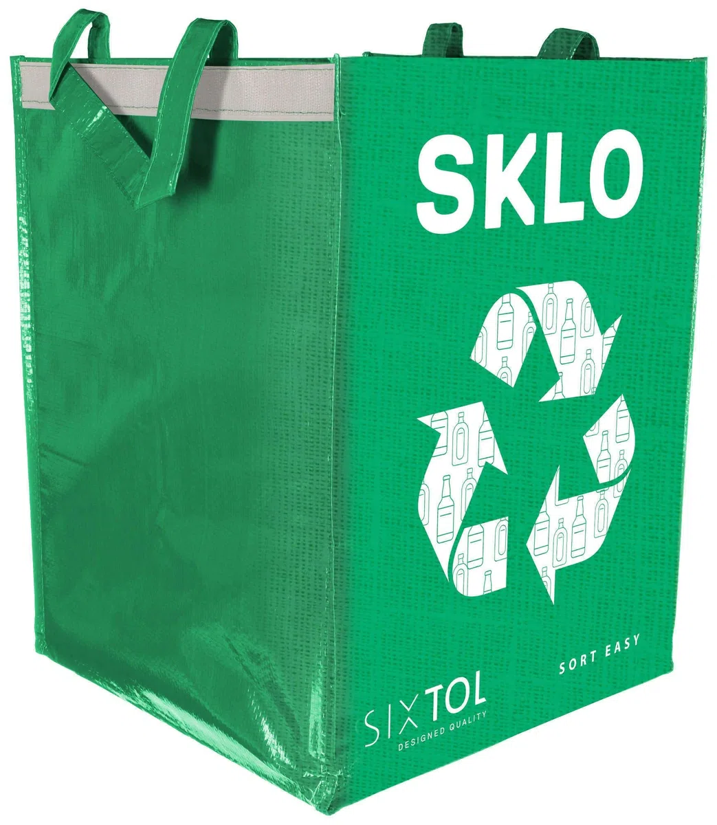 SORT EASY GLASS | Sac vert tri sélectif 36L | Déchets verre | Pliable | 30×30×40 cm