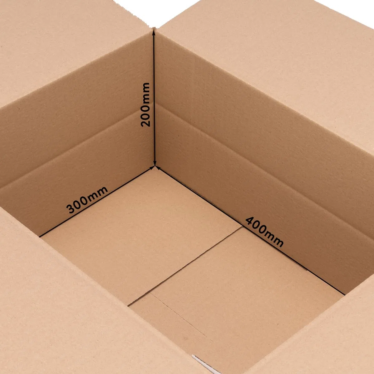 Cartons pliants 400 x 300 x 200 mm hauteur variable KK 90 Blanc 50 pièces simple cannelure