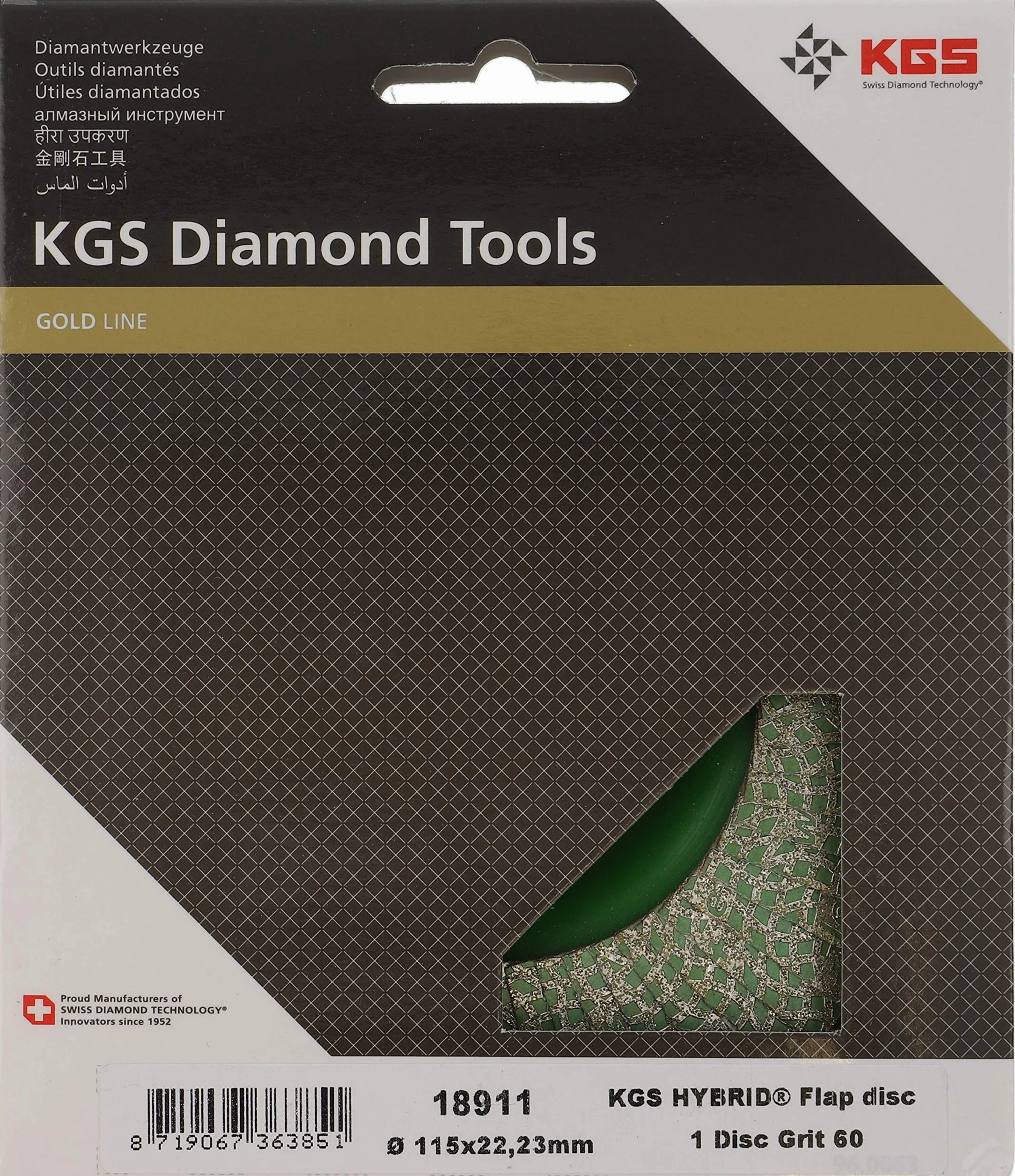 Disques à Lamelles Diamantées KGS Hybrid Ø 115 x 22.23 mm Gamme Gold Grain 60