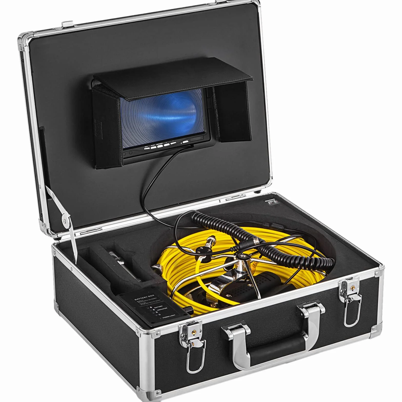 VEVOR Tuyau Caméra 20 m, Appareil-Photo d'Inspection IP68, Boîte à Outils Portable, Moniteur 6 Heures, Vidéo Industrielle d'Inspection Vision de Nuit