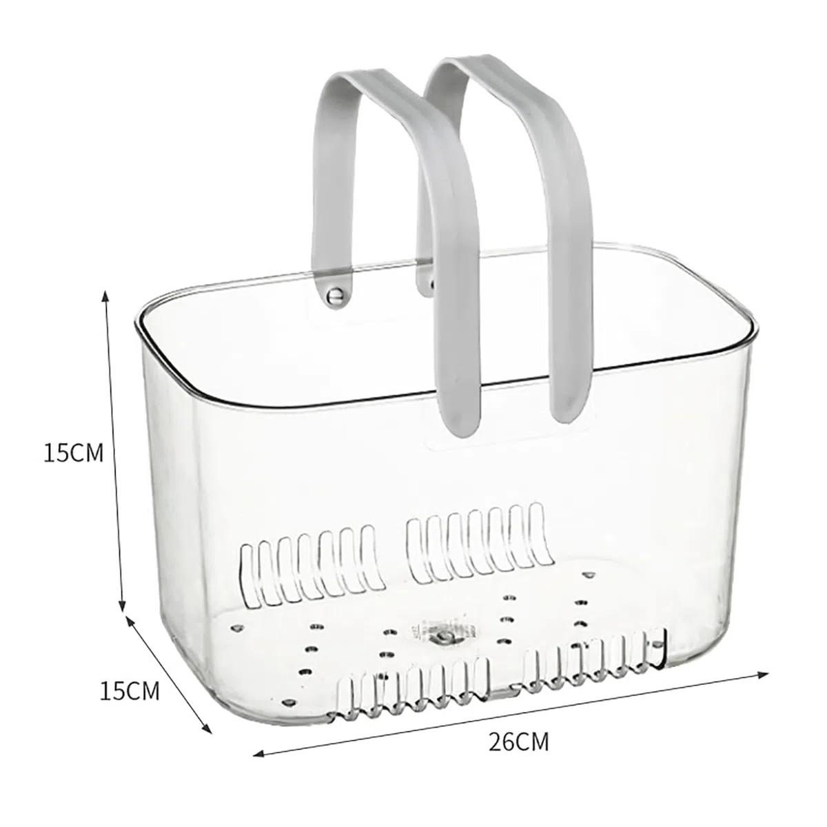 Panier de caddie de douche, panier en plastique transparent avec manche Organisateur de stockage de stockage de douche