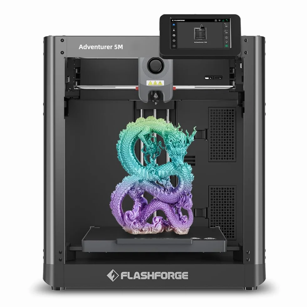 FLASHFORGE imprimante 3D Adventurer 5M, FDM imprimante 3D de nivellement entièrement automatique, impression Haute Vitesse Max 600mm/s, structure XY de base, grande taille d'impression 220*220*220mm