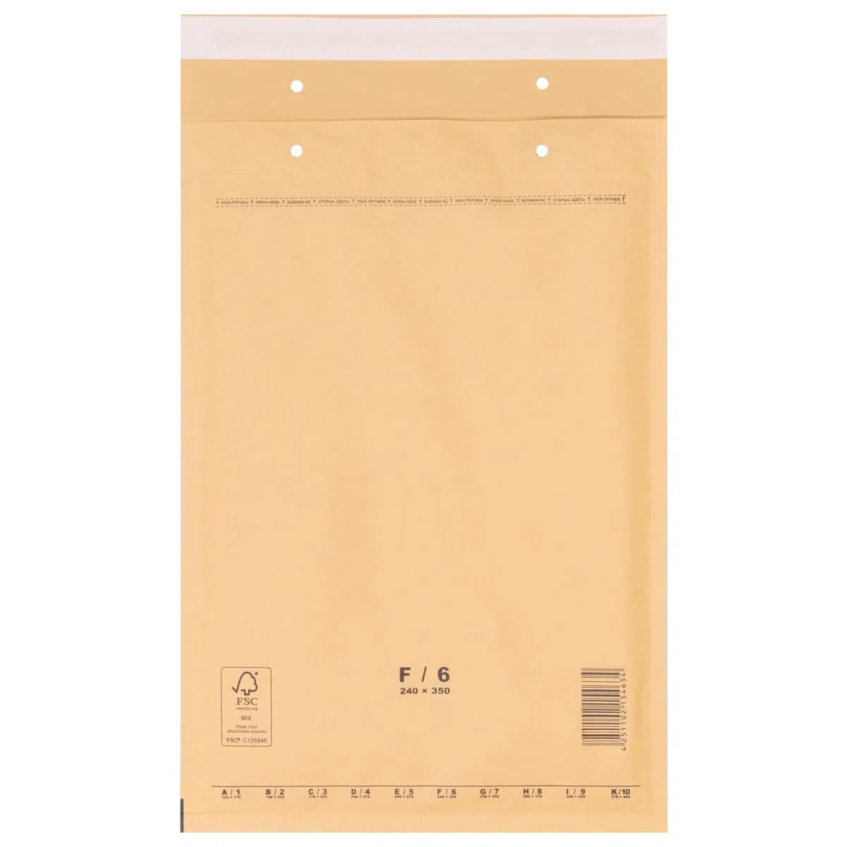 Pochettes à bulles 240 x 350 mm brun F6 autocollant pour DIN A4+ 200 pièces