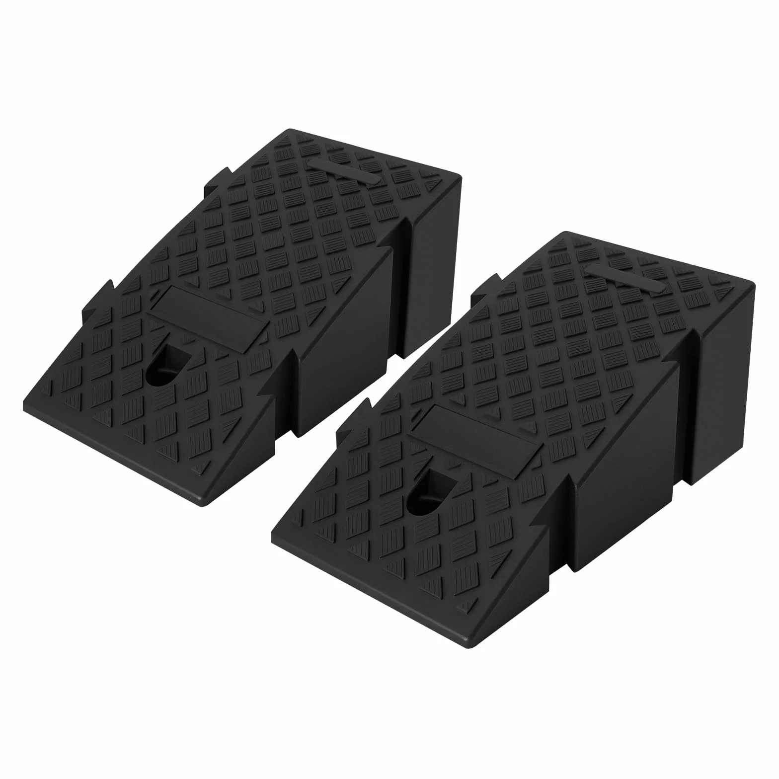 Lot de 2 rampes de trottoir, 19 cm de haut, antidérapantes, en plastique robuste, rampe de seuil pour portes, marches, fauteuils roulants, scooters, motos, voitures