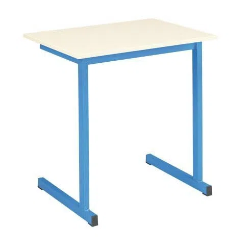 Table Scolaire individuelle L 70 x P 50 cm piétement dégagement latéral (Bleu)