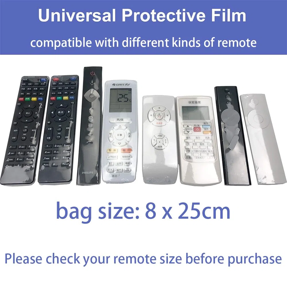 Sacs rétractables en Plastique antipoussière imperméables Transparents pour télécommande LG climatiseurs (8 x 25 cm) Lot de 20