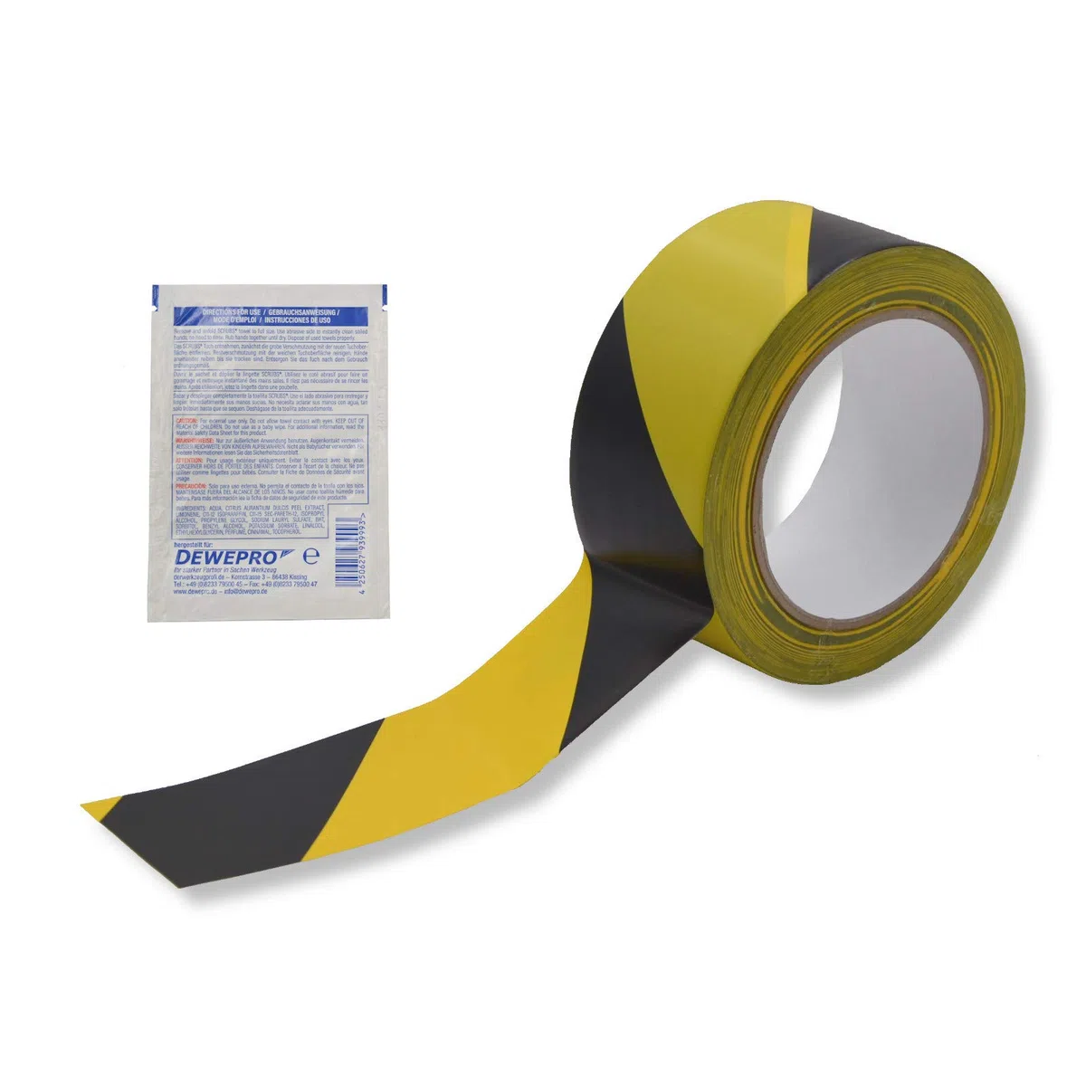 DEWEPRO ROCOL® EasyTape™ Ruban de marquage rayé noir/jaune 50 mm x 33 m – Bande Autocollante PVC résistante