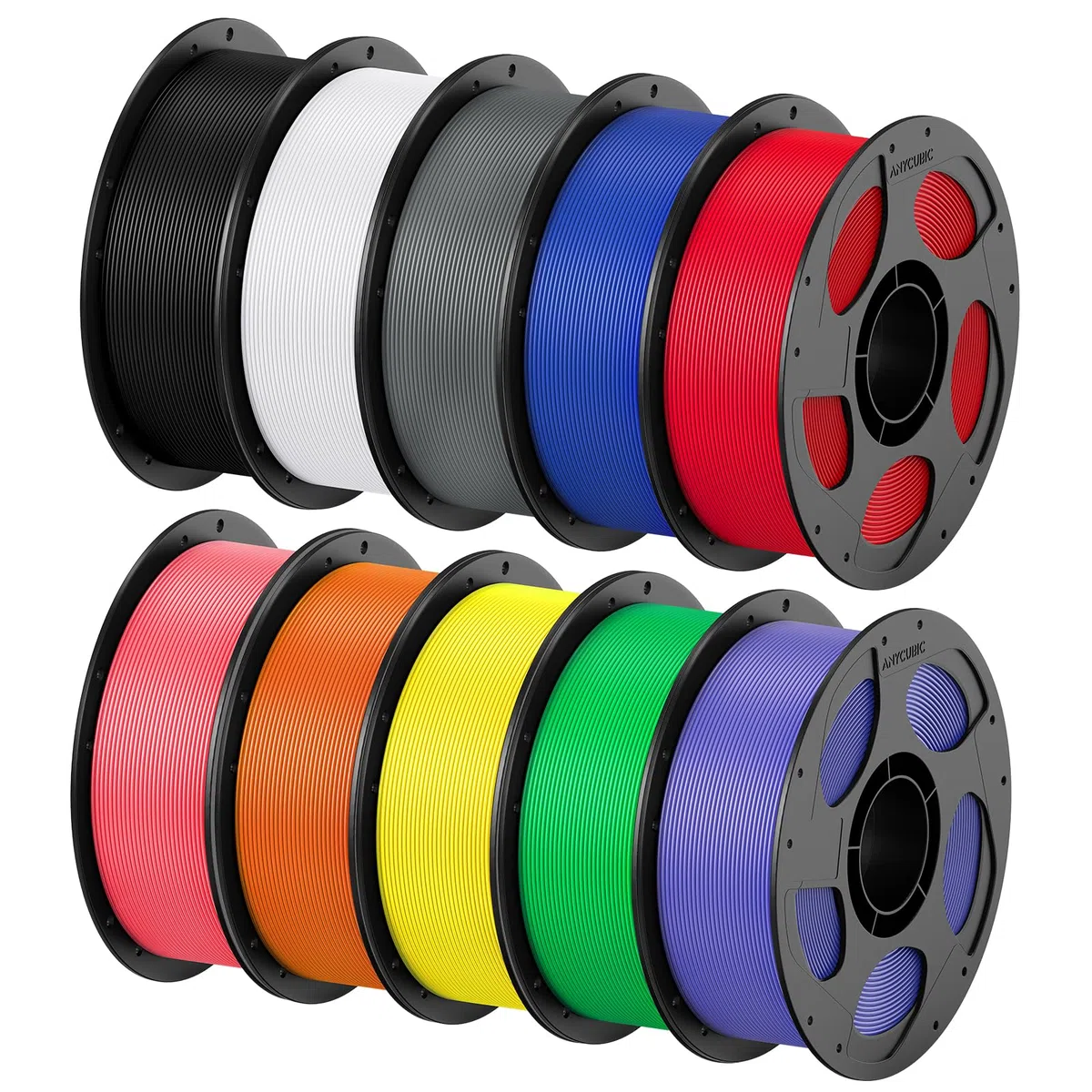 ANYCUBIC PETG Filament 1,75 mm, Robuste et Durable, Faible Déformation et Excellente Adhérence des Couches, PETG 10kg, Noir, Blanc, Gris Texturé, Rose, Rouge, Bleu, Vert, Orange, Jaune, Violet