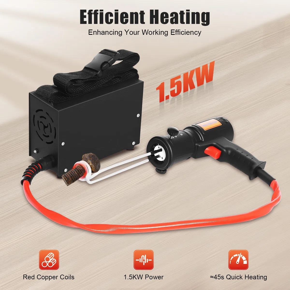 Kit de chauffage magnétique à induction 1500 W, 750 ℃/1382 ℉, appareil de chauffage à induction pour enlever les boulons et les écrous, chauffage à induction électromagnétique 220 V