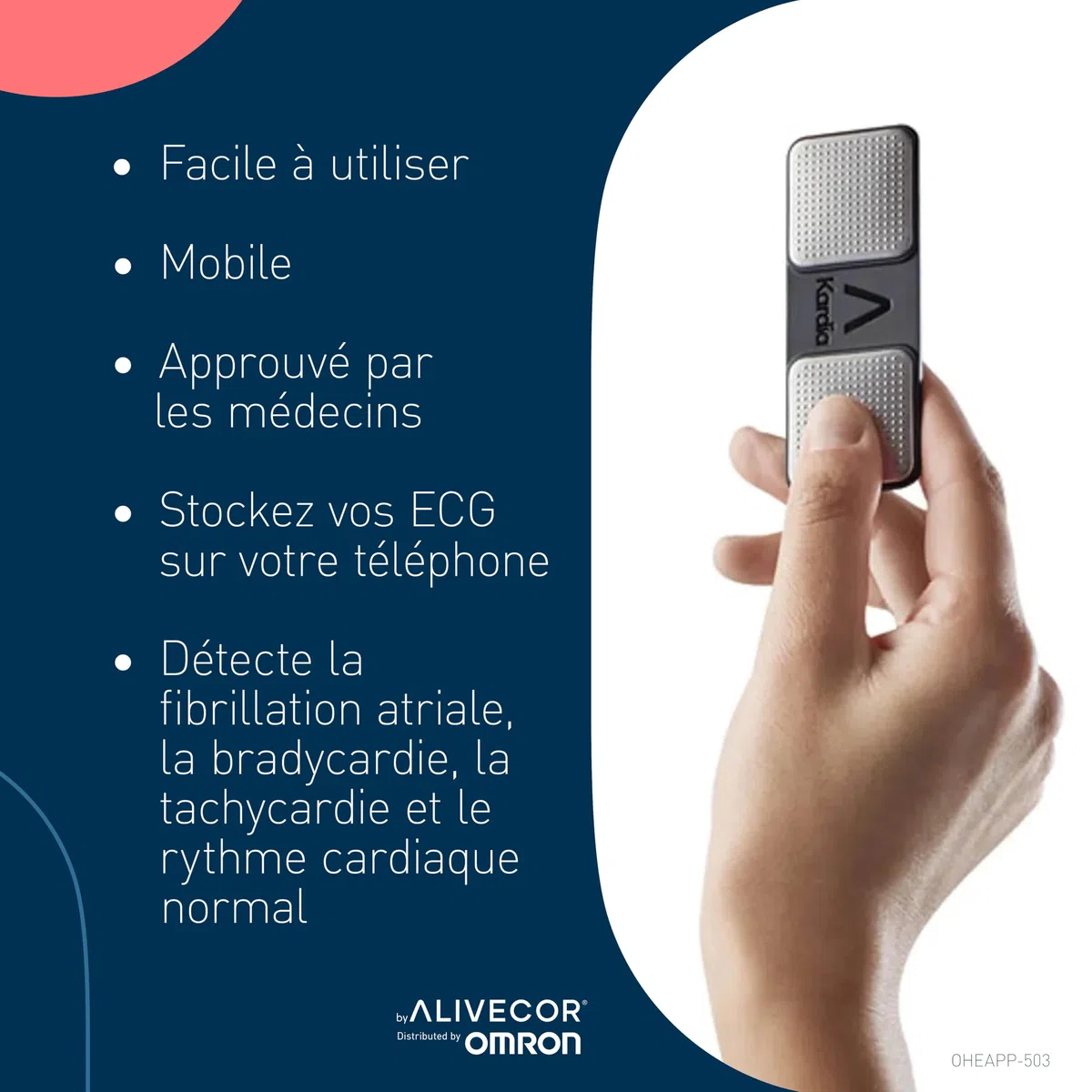 AliveCor KardiaMobile - Le moniteur ECG personnel connecté - Détectez la fibrillation auriculaire en seulement 30 secondes - à tout moment, n'importe où - Distribué par OMRON