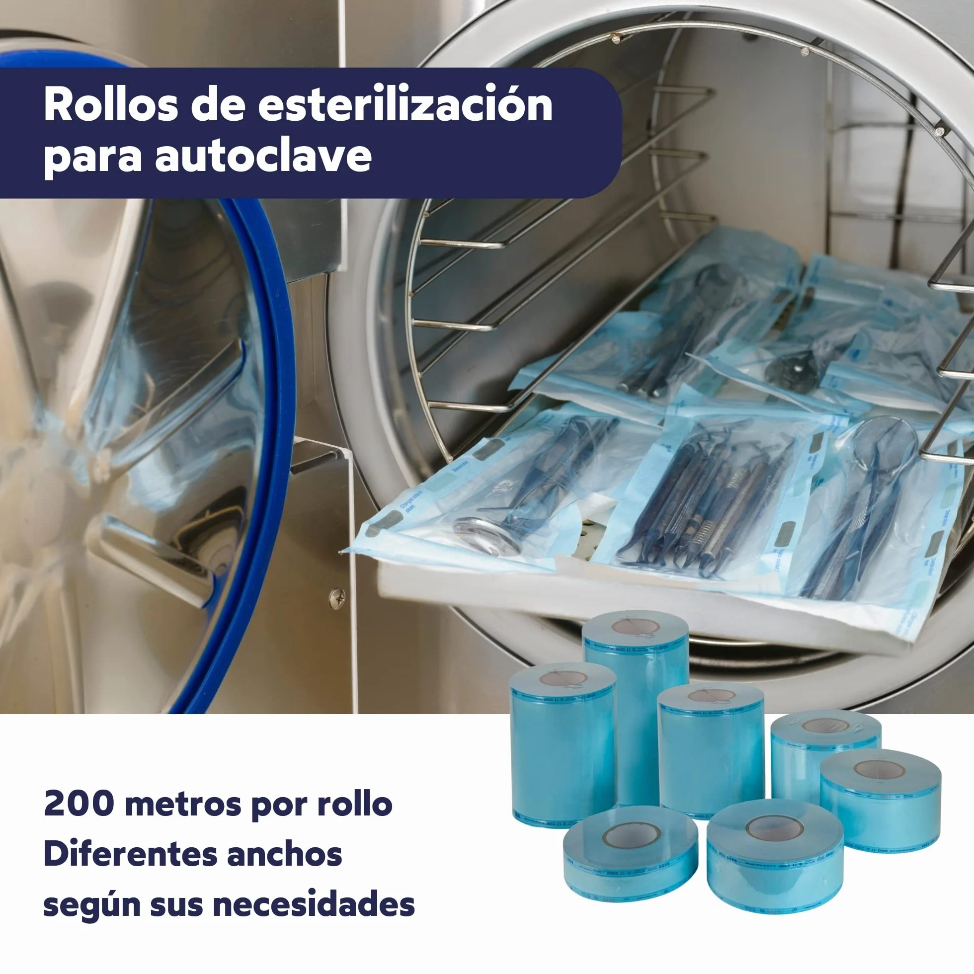 Rouleau de stérilisation autoclave 200 m | Emballage de stérilisation pour autoclave (10 cm x 200 m)
