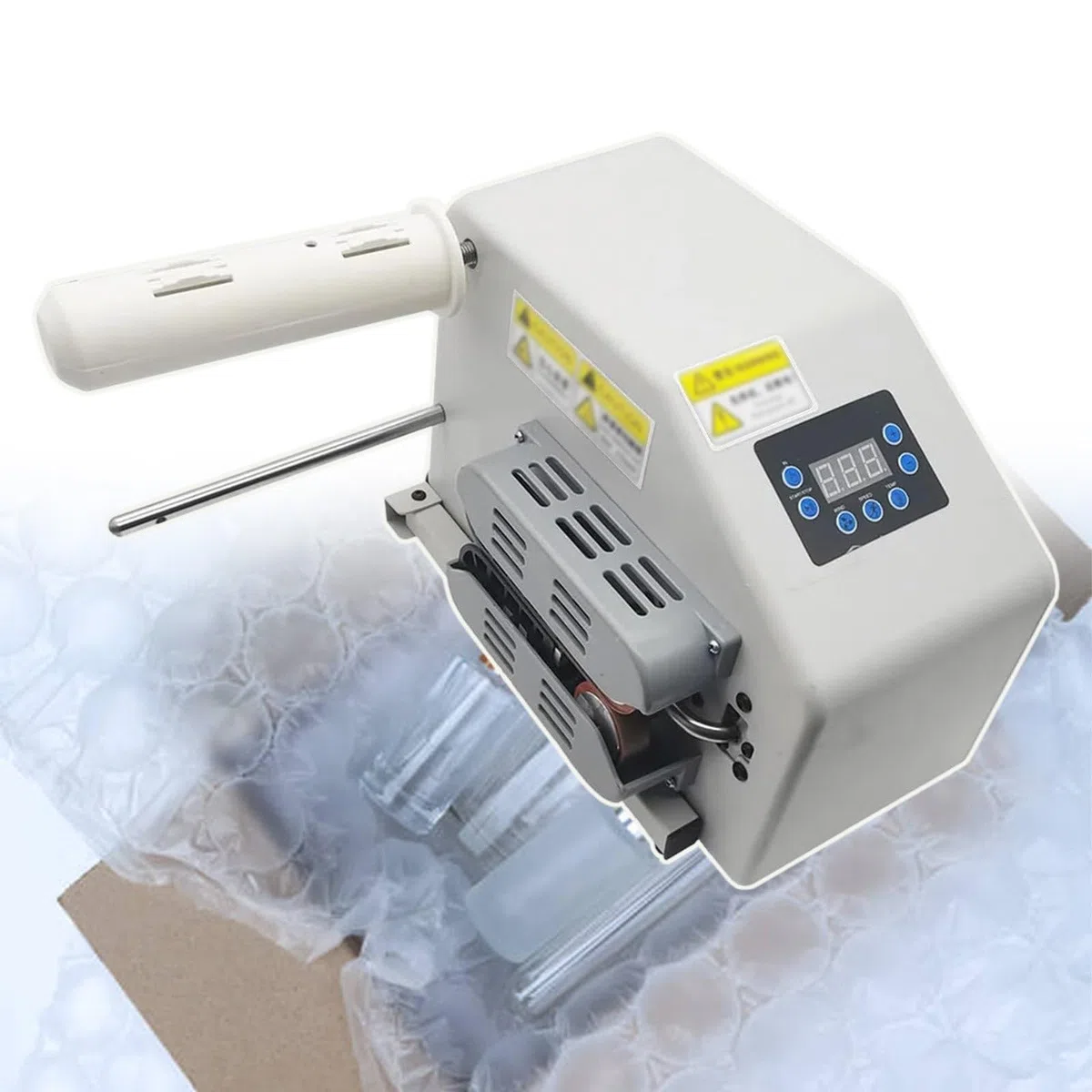 Machine à coussin d'air tampon QXIWAOE 200 W vitesse de gonflage 16 m/min blanche machine d'emballage protection fragile