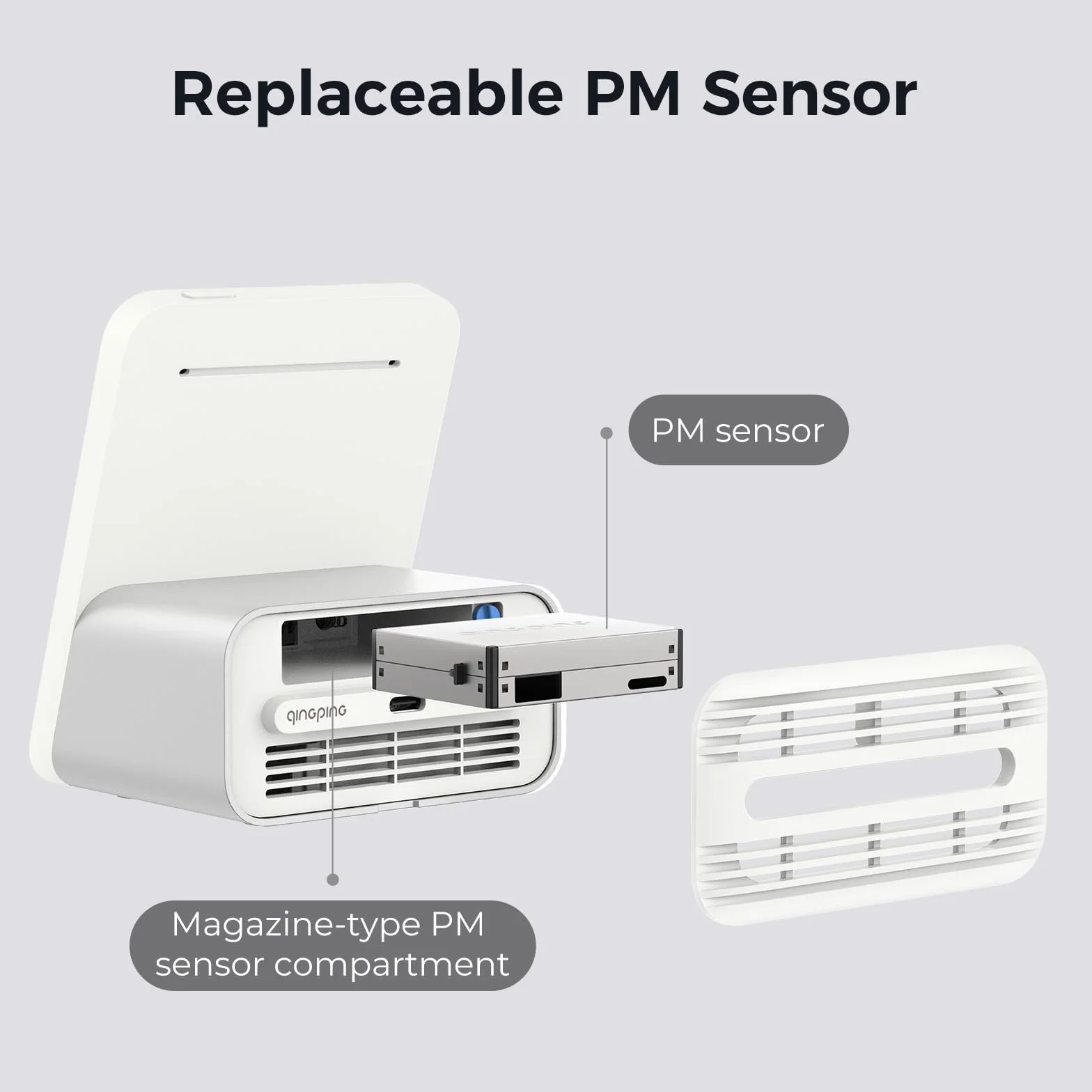Qingping Moniteur de Qualité de l'Air 2, Détecteur de Qualité de l'Air Intérieur, PM2.5, CO2, PM10, Bruit, Température, Humidité, Nouvelle Fonction Réveil, Testeur de Qualité de l'Air Intelligente