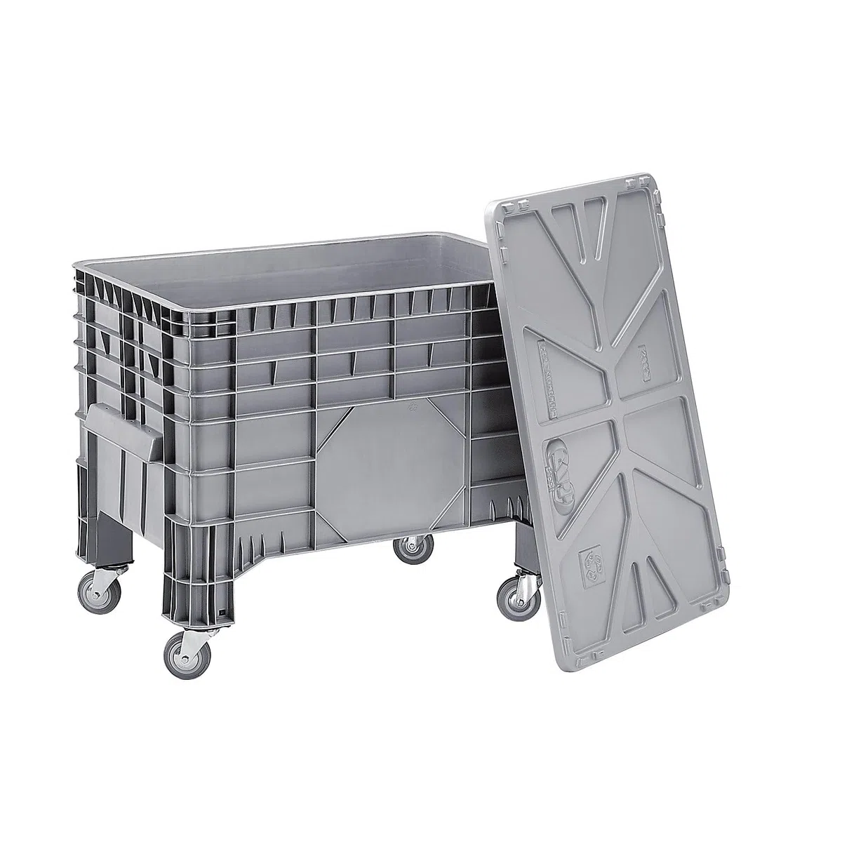 FRANKEL kaiserkraft | Caisse-palette en polyéthylène | capacité 285 l | 4 pieds et 4 roulettes pivotantes | 1 pièce et +