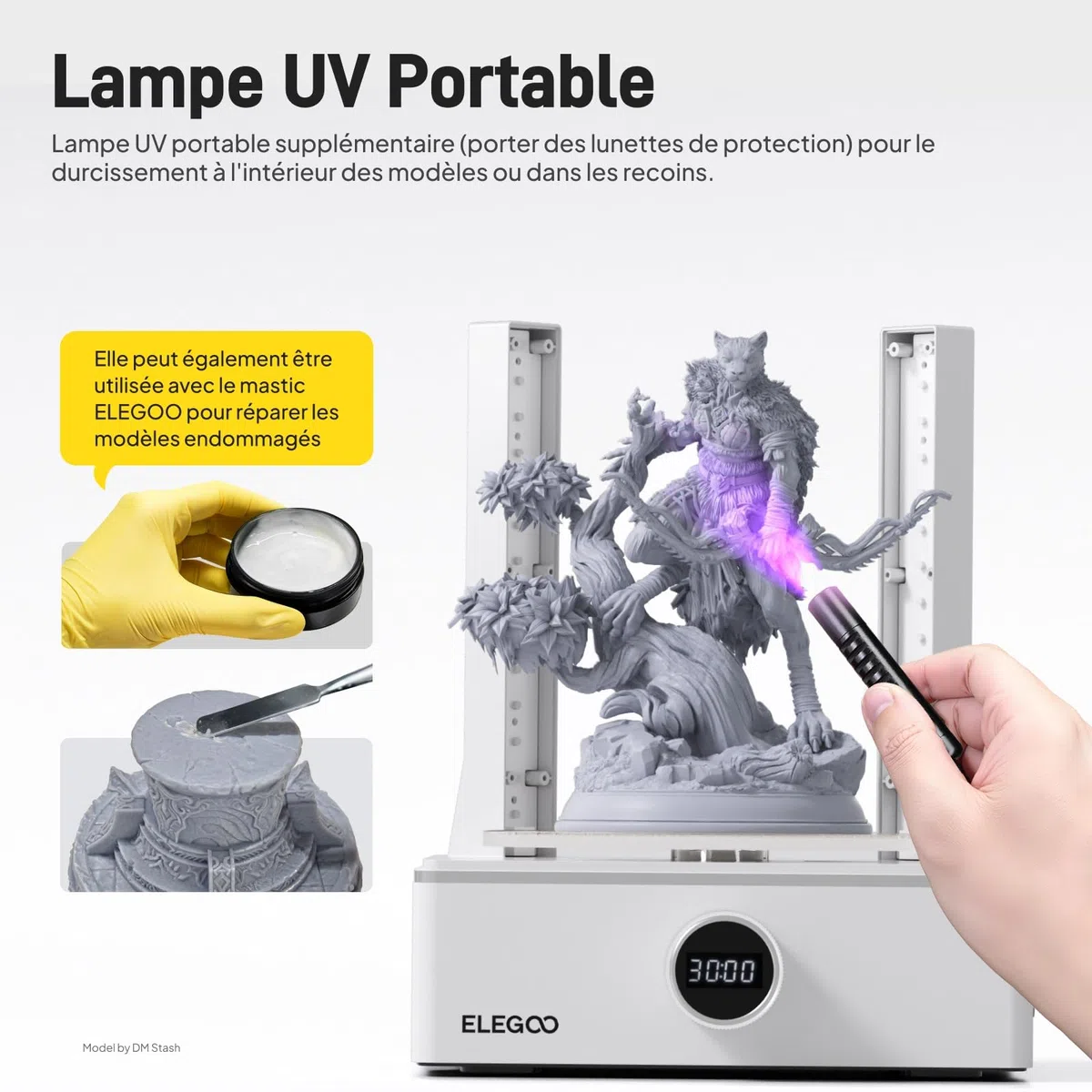 ELEGOO Mercury XS Bundle Machine Wash & Cure Station de Lavage et de Durcissement Séparée pour Les Grands Modèles Imprimés en Résine 3D avec Un Lampe UV Portable, Compatible avec Saturn et Mars