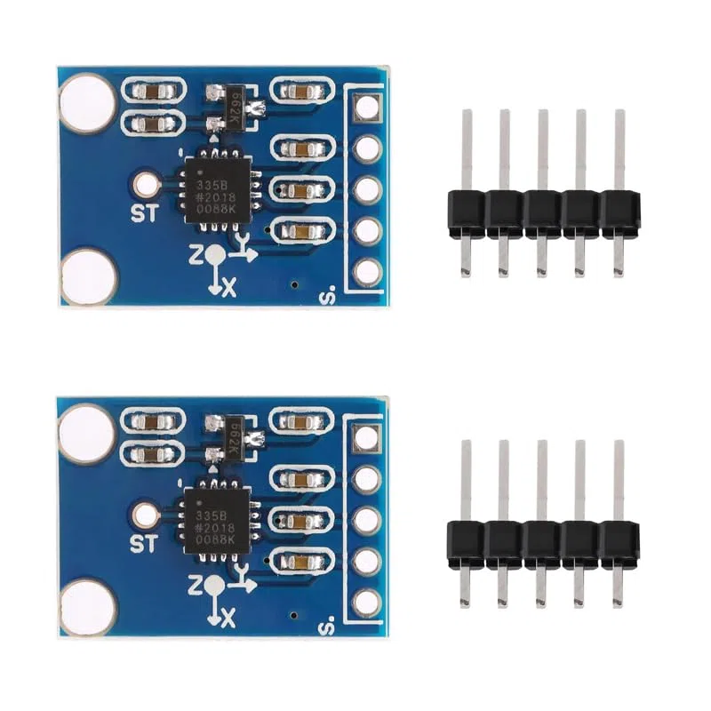 GERUI GY-61 ADXL335 Lot de 2 capteurs d'accéléromètre angulaire à 3 axes, sortie analogique 3-5 V, module de capteur compatible avec Arduino