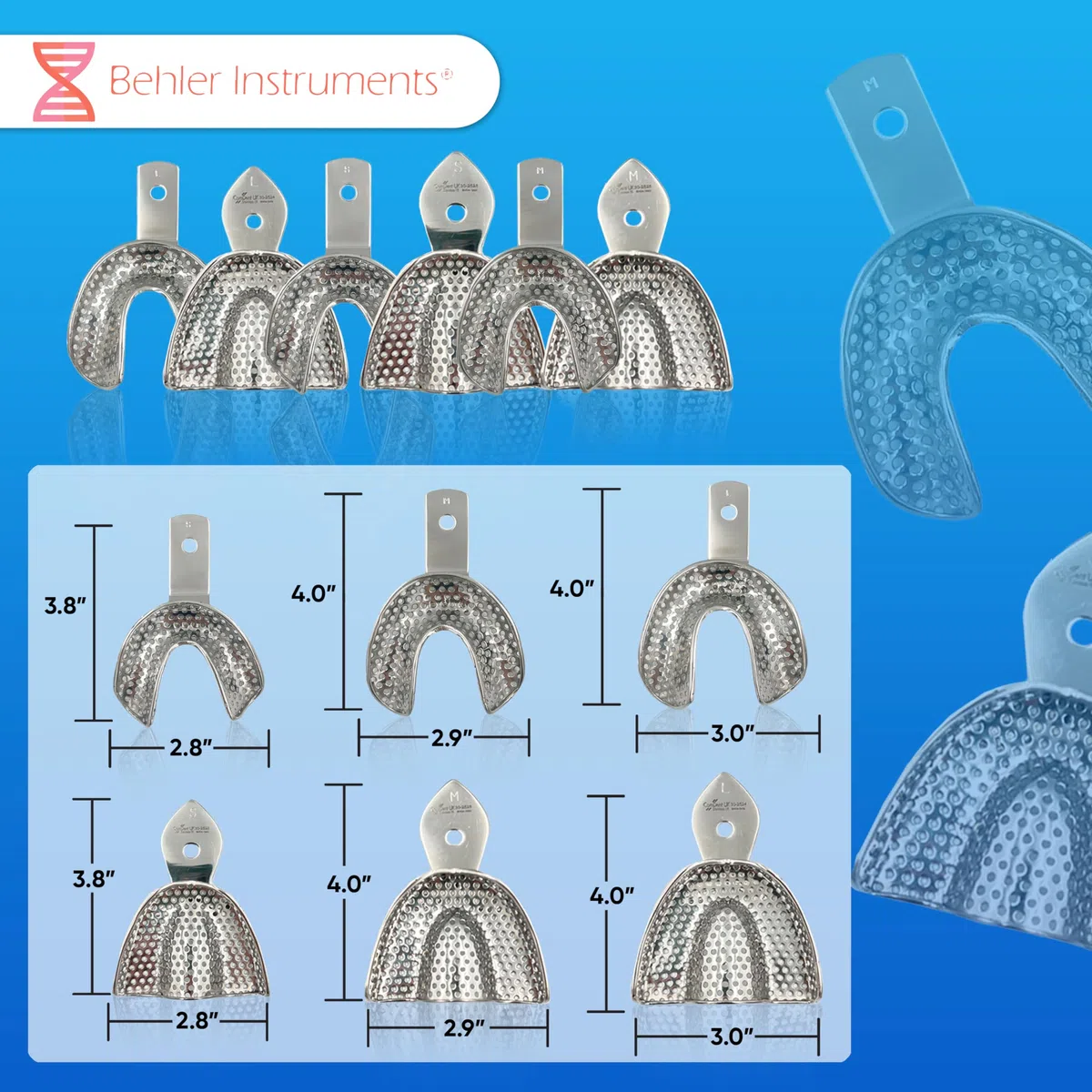 PACK 6 Pièces Porte-empreintes Individuels Dentaires avec Perforations 3 supérieures et 3 inférieures - Acier Inoxydable Haute résistance - Instrument Indispensable pour les Professionnels (6)
