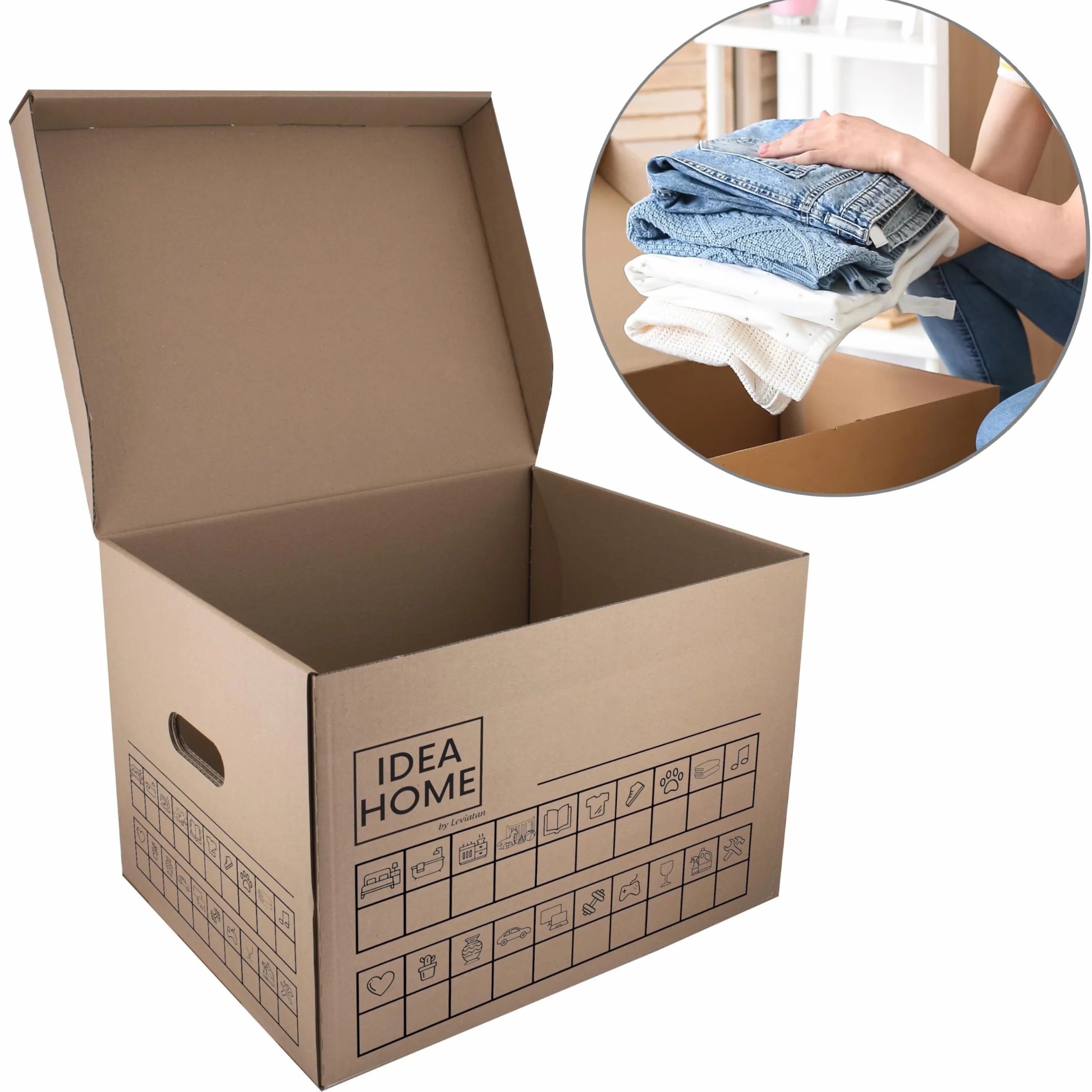 IDEA HOME MOOVE Lot de 6 Cartons de Déménagement Renforcés 30 kg 5 Couches 420 g/m²