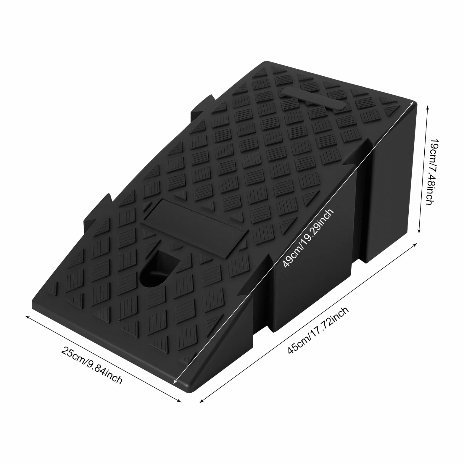 Lot de 2 rampes de trottoir, 19 cm de haut, antidérapantes, en plastique robuste, rampe de seuil pour portes, marches, fauteuils roulants, scooters, motos, voitures