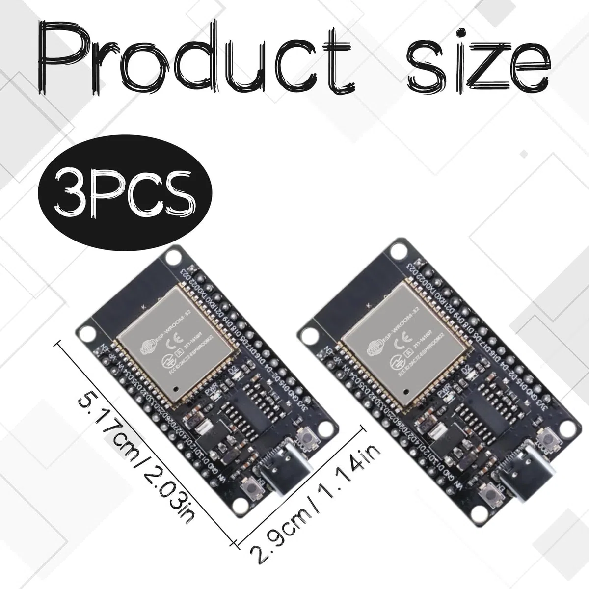 Esp32 Wroom, 3 pièces Esp 32, Esp32 Devkit V1, Esp32 Wroom-32 Development Board, Wi-Fi, Bluetooth, Ble, 2.4 Ghz, Supports WiFi Bluetooth Compatible.