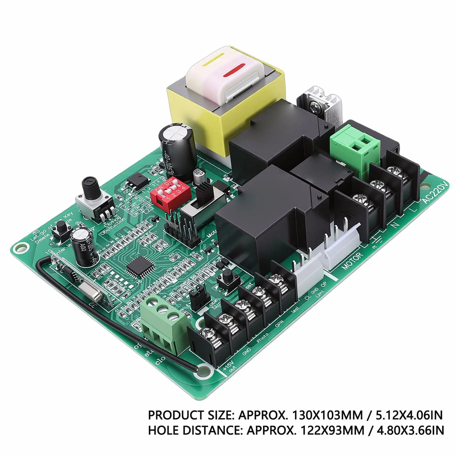 Carte de Commande D'ouvre-Porte Coulissante, Kit de Circuit imprimé de Contrôleur de Porte électrique à Code Roulant 433,92 MHz avec 2 Télécommandes pour une Utilisation en Usine (220V)