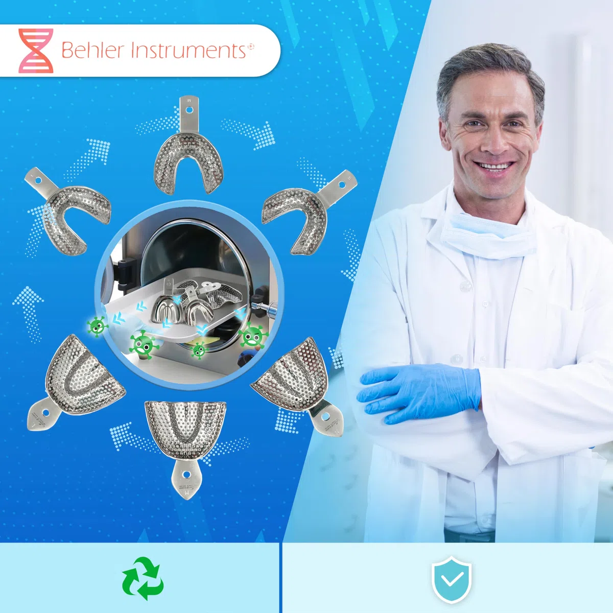 PACK 6 Pièces Porte-empreintes Individuels Dentaires avec Perforations 3 supérieures et 3 inférieures - Acier Inoxydable Haute résistance - Instrument Indispensable pour les Professionnels (6)