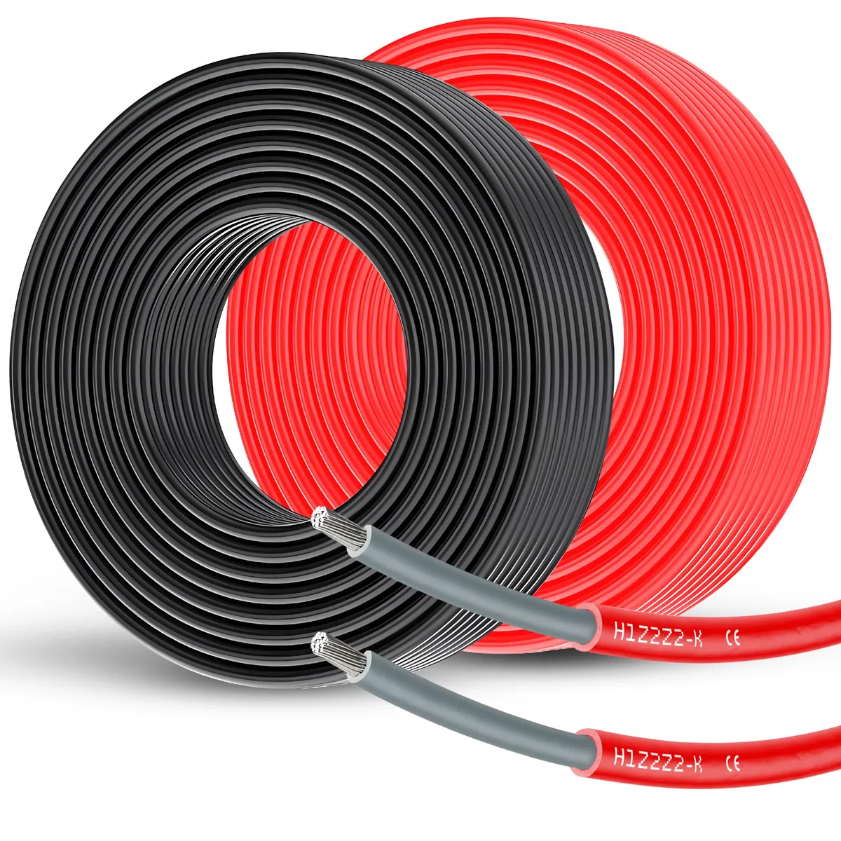 Offgridtec Câble solaire H1Z2Z2-K 6 mm², câble en cuivre simple pour installations photovoltaïques, résistant aux UV et aux intempéries, sans halogène, conforme à la norme IEC 60228 EN 50618 (100 m