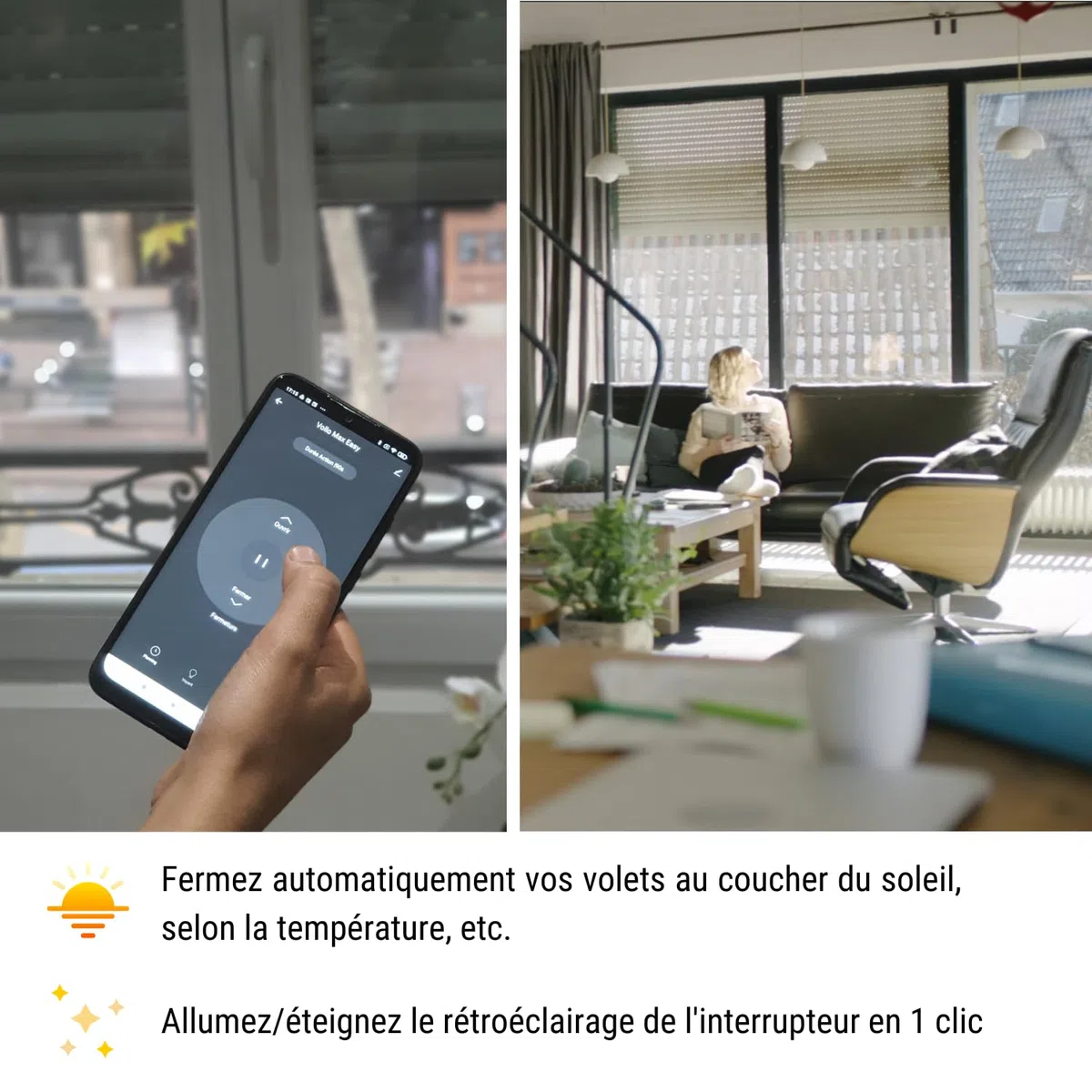 Konyks Vollo Max 3 - Lot de 2 interrupteurs connectés pour volets roulants - Installation facile, contrôle vocal avec Alexa, Google Home et Siri et à distance, programmation horaire,