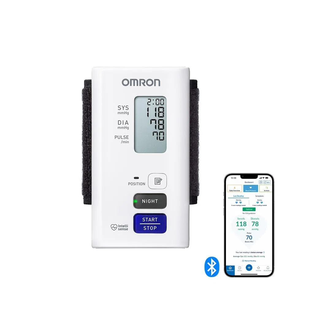 OMRON NightView Appareil tension artérielle au poignet – avec Bluetooth – Tensiomètre poignet validé cliniquement – Tensiometre à mesures silencieuses le jour comme la nuit