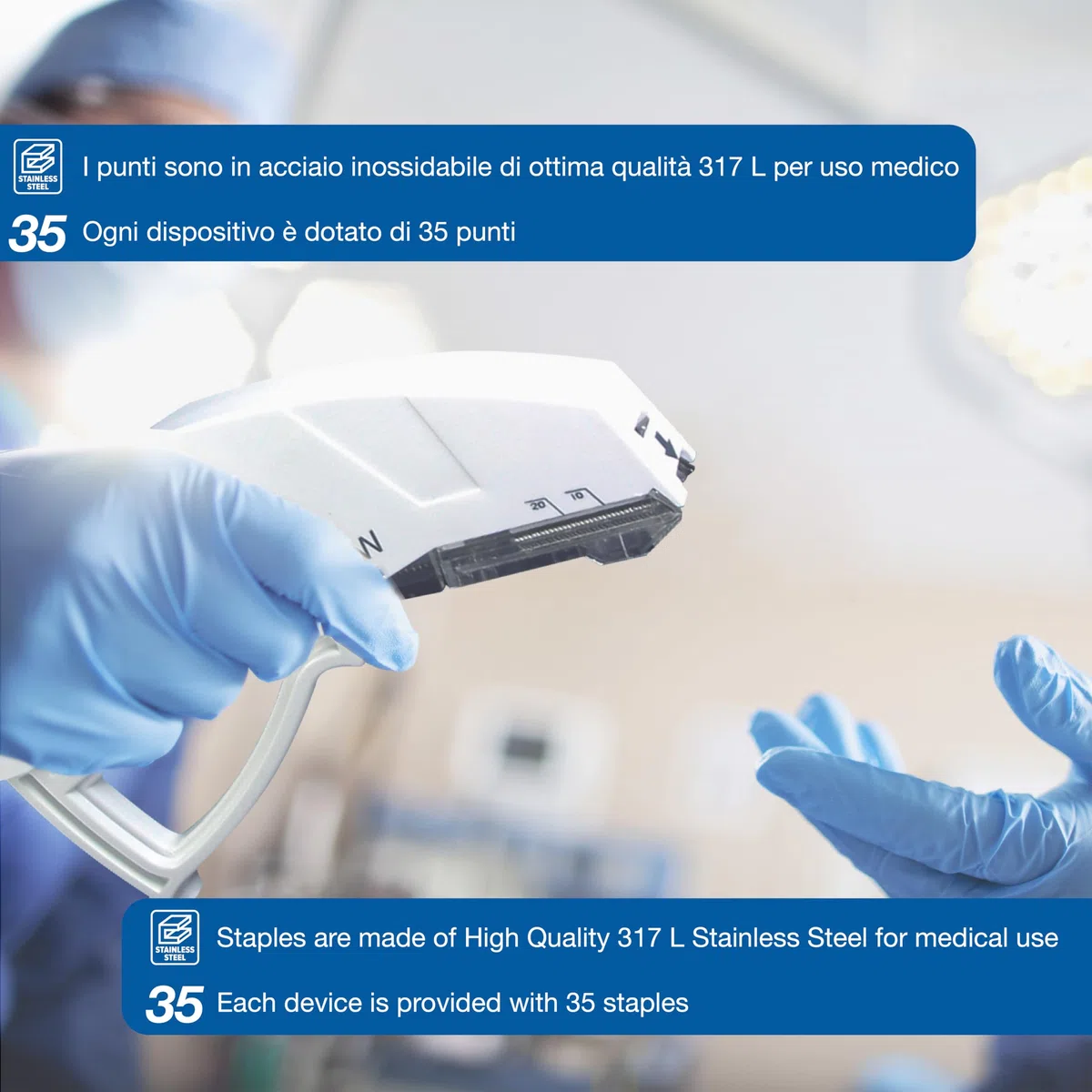 Gima Agrafeuse Cutanee Sterile pour Incisions, 5 Pièce