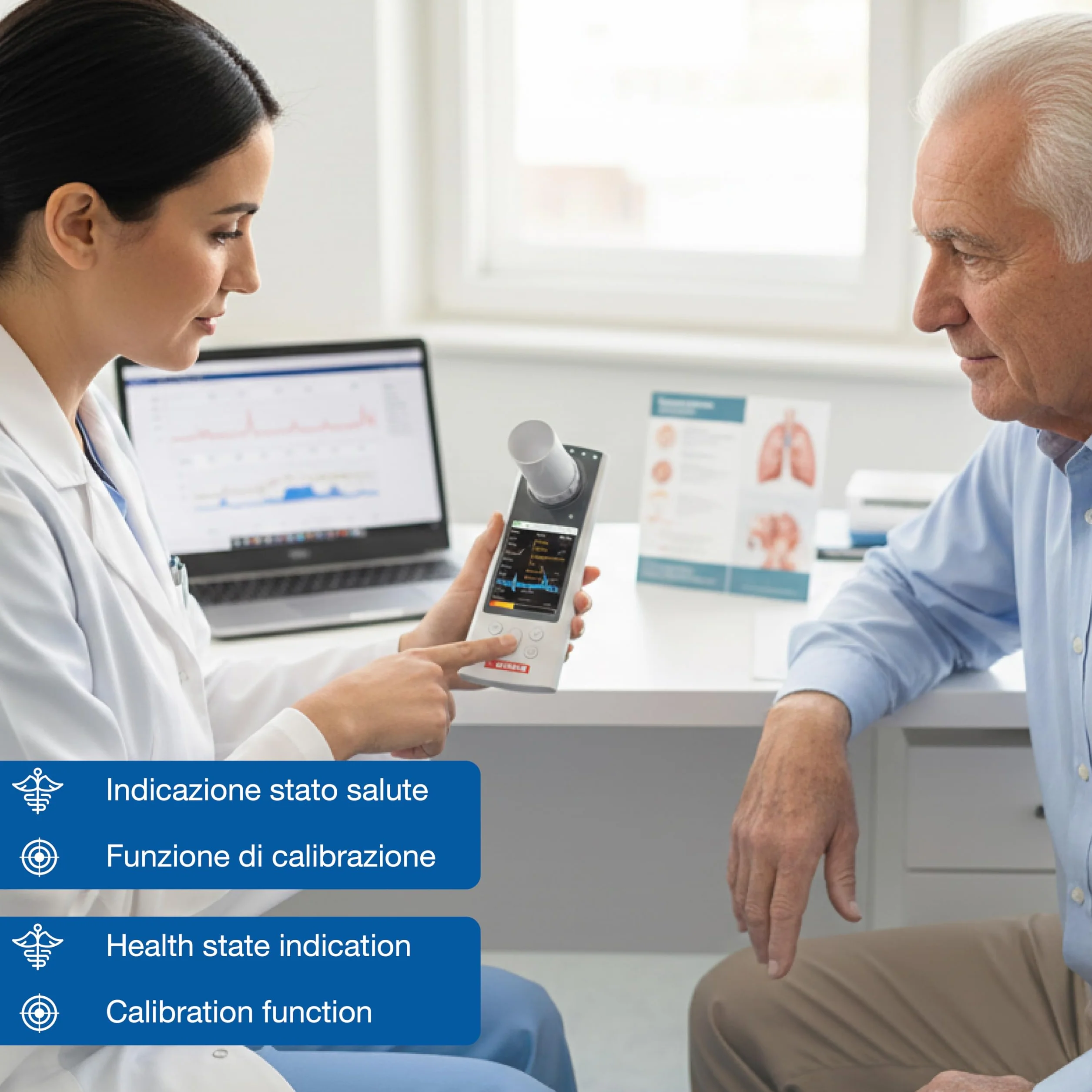 GIMA SP80B Petit spiromètre portable de la fonction pulmonaire