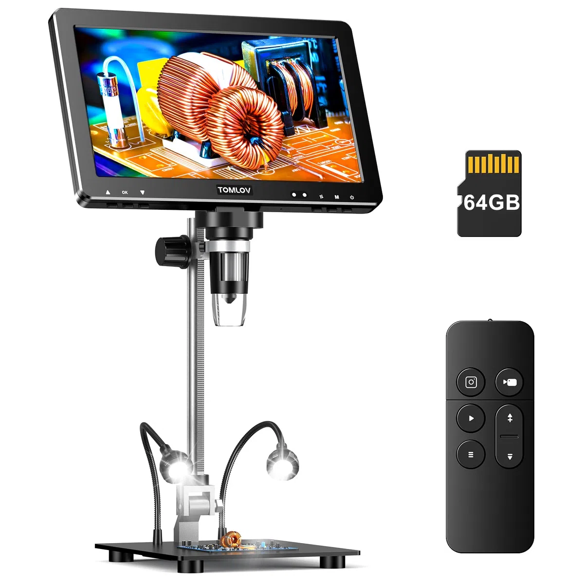 TOMLOV DM9 Max Microscope numérique 10,1 Pouces 20MP Caméra de grossissement de Monnaie écran IPS HD LED réglable Compatible PC/TV