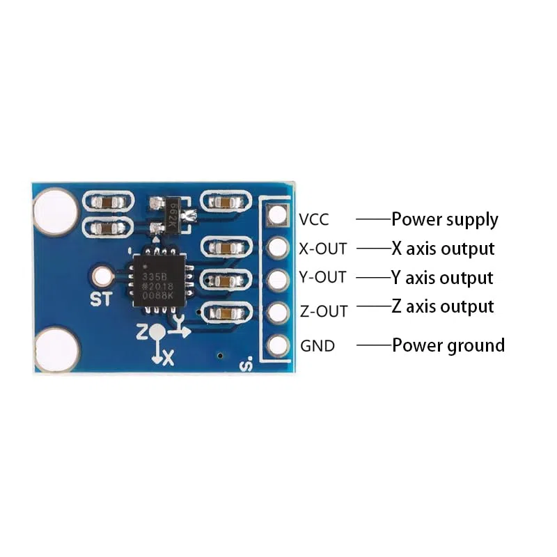 GERUI GY-61 ADXL335 Lot de 2 capteurs d'accéléromètre angulaire à 3 axes, sortie analogique 3-5 V, module de capteur compatible avec Arduino