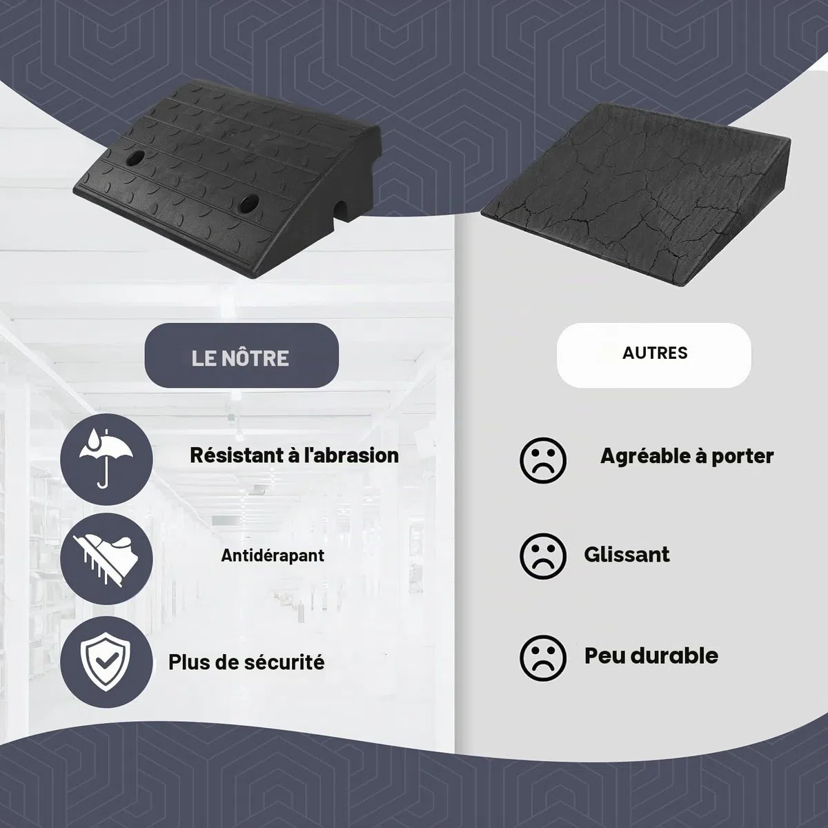 Lot de 2 rampes de seuil légères pour fauteuil roulant, hauteur de 12 cm, très résistante, pour garage, trottoir, camion, scooter (hauteur 12 cm)