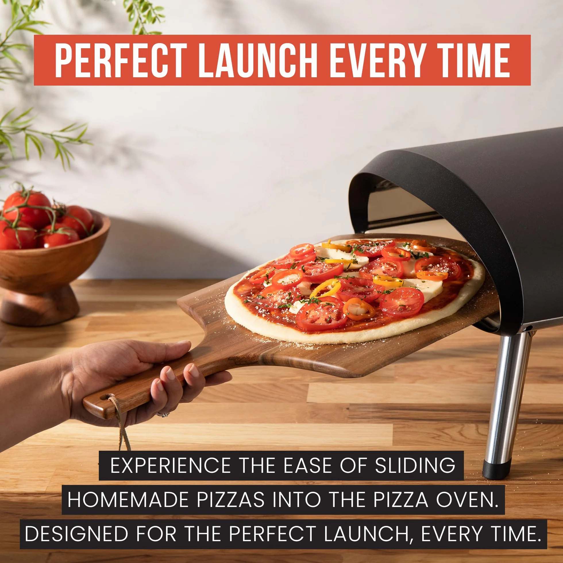 Chef Pomodoro | Pelle à Pizza en Bois d'Acacia Léger (30 cm), Pelle Pizza, Planche à Pizza de Preparation et Lancement de Pizza et Pain faits Maison, Accessoire pizza convient au Four