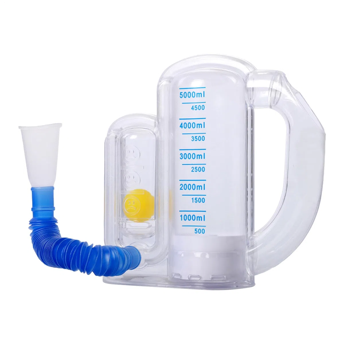 Spiromètre incentif pour adultes - Entraîneur pulmonaire avec affichage du débit - 5000 ml - Portable pour la maison