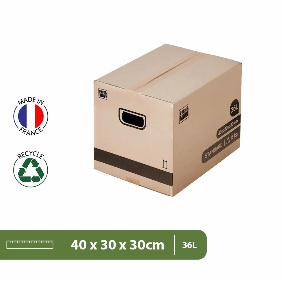 Lot de 30 cartons déménagement livres avec poignées + adhésif