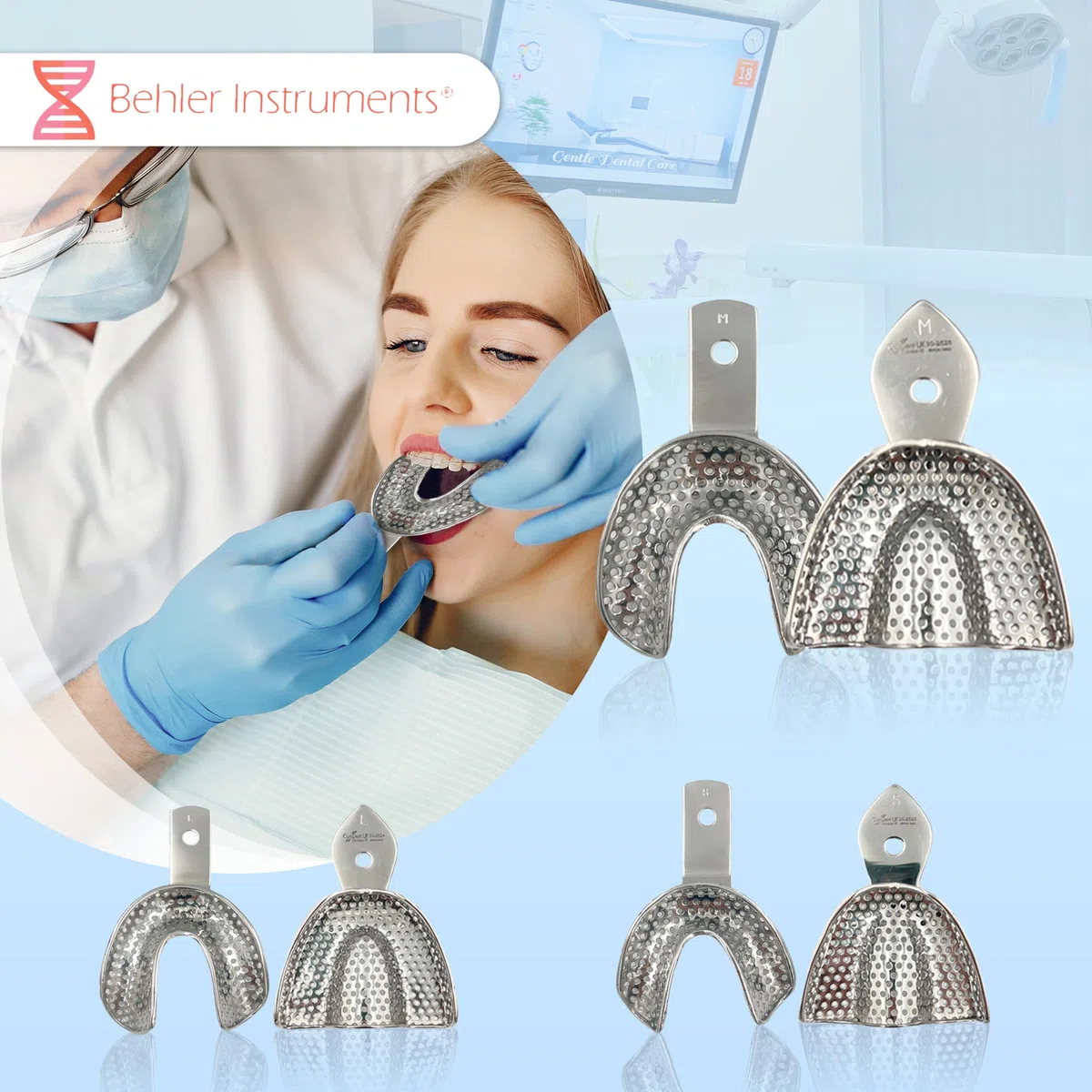 PACK 6 Pièces Porte-empreintes Individuels Dentaires avec Perforations 3 supérieures et 3 inférieures - Acier Inoxydable Haute résistance - Instrument Indispensable pour les Professionnels (6)