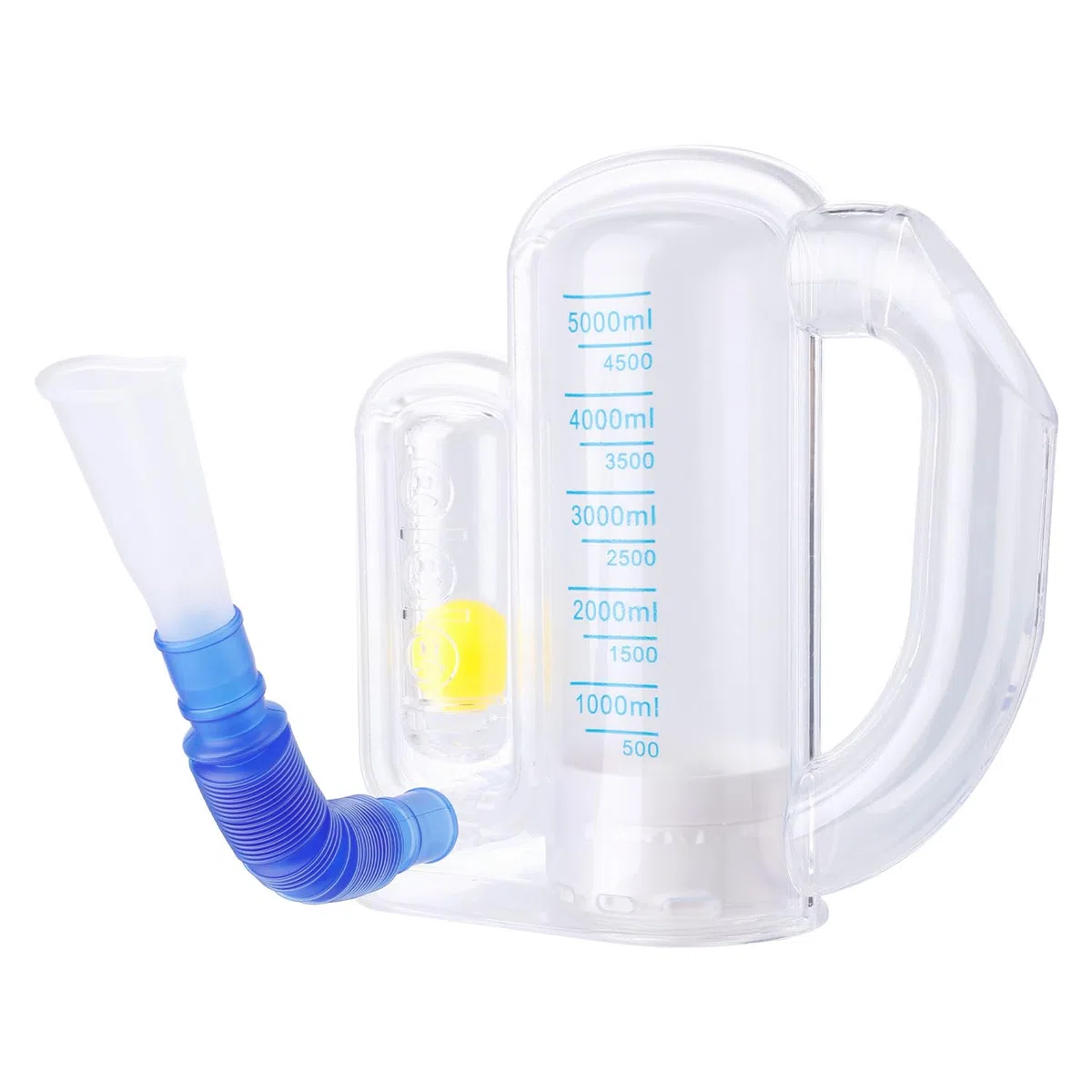 BOXOB Appareil d'Exercice Respiratoire pour Poumons, Mesure Volume d'Inhalation 5000ml Spiromètre Incitatif Adultes avec Indicateur Débit à Bille pour Inhalation Respiration Entraînement Pulmonaire