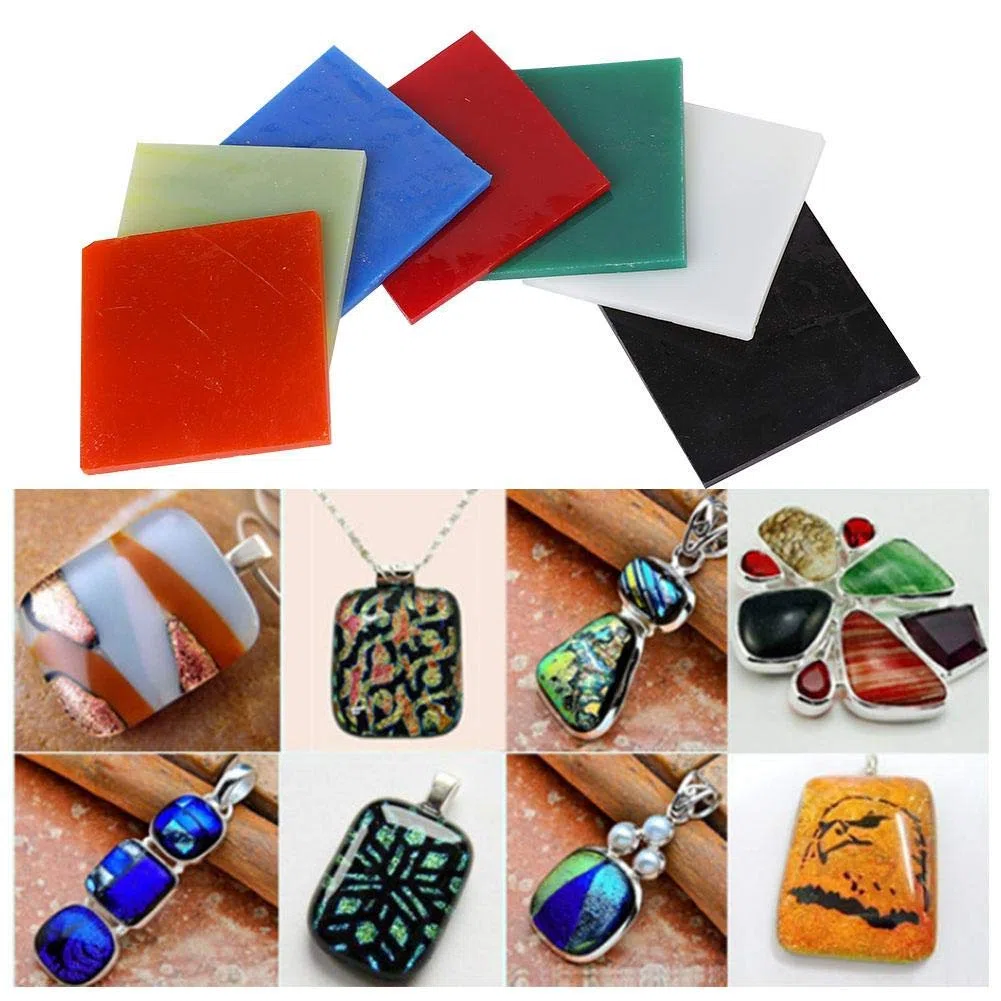 Feuilles de Verre Fondue, 96 Pièces, 7 Couleurs Spectre, Verre pour Vitrail, Échantillons Prédécoupés pour Artisanat, Enseignement Artistique et Ateliers Créatifs