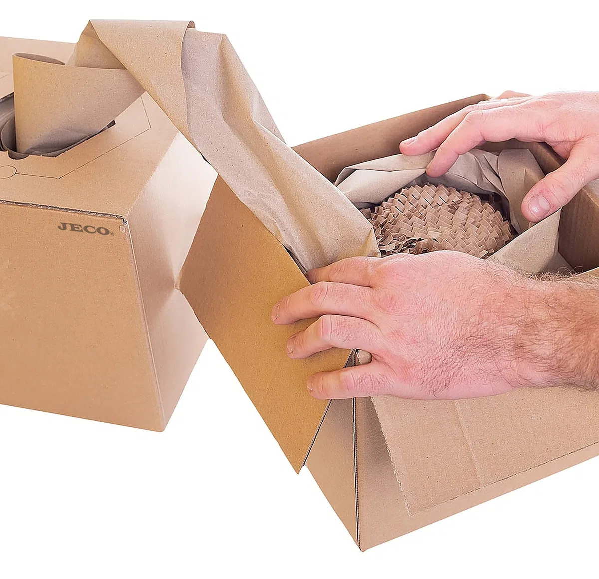 Jeco - Lot de 3 rouleaux de papier kraft froissé 20cm x 450m bourrage calage remplissage écologique protection colis en distributeur 100% recyclé et recyclable