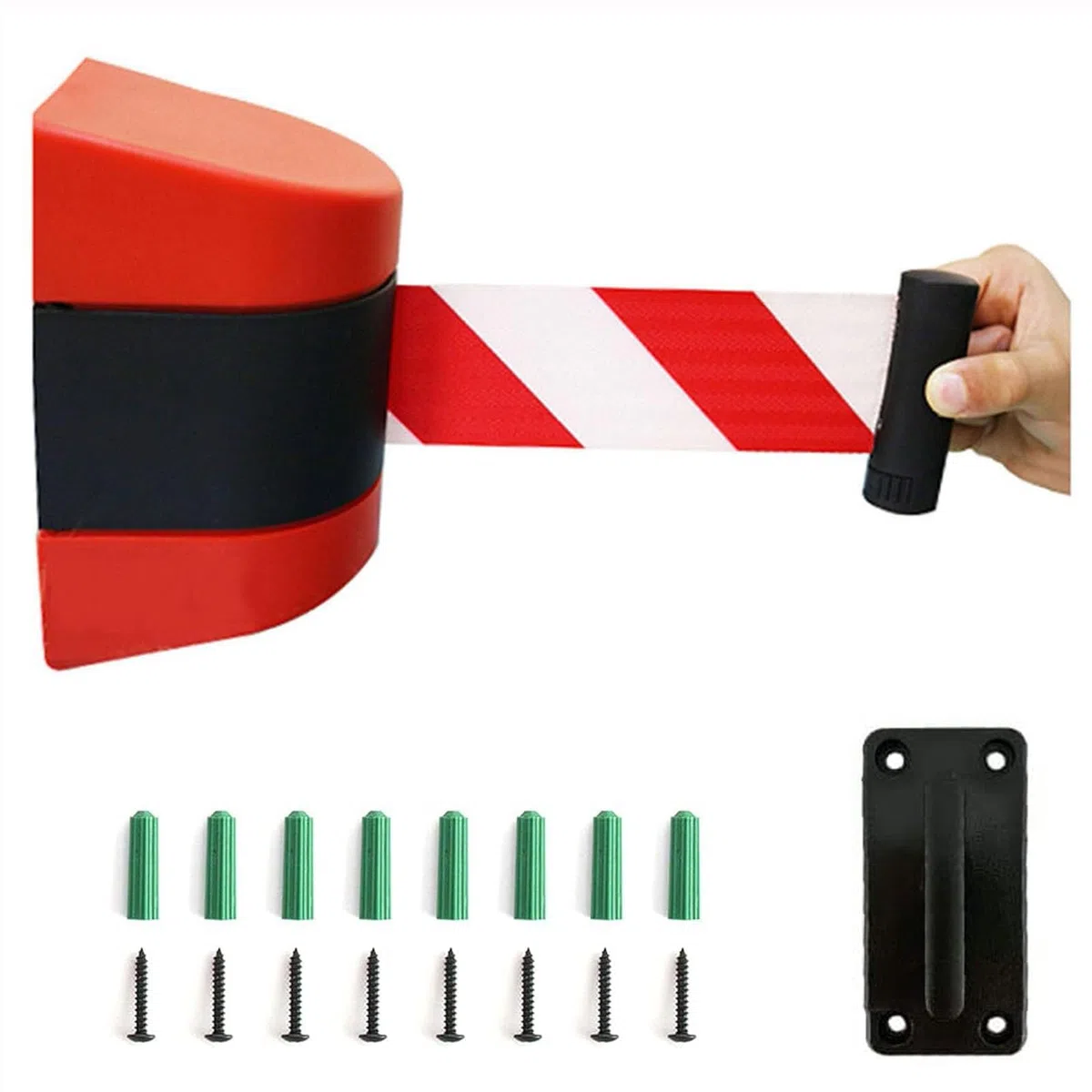 Barrière de Ceinture rétractable Rouge 10 m, barrière de cordon de sécurité murale pour file d'attente
