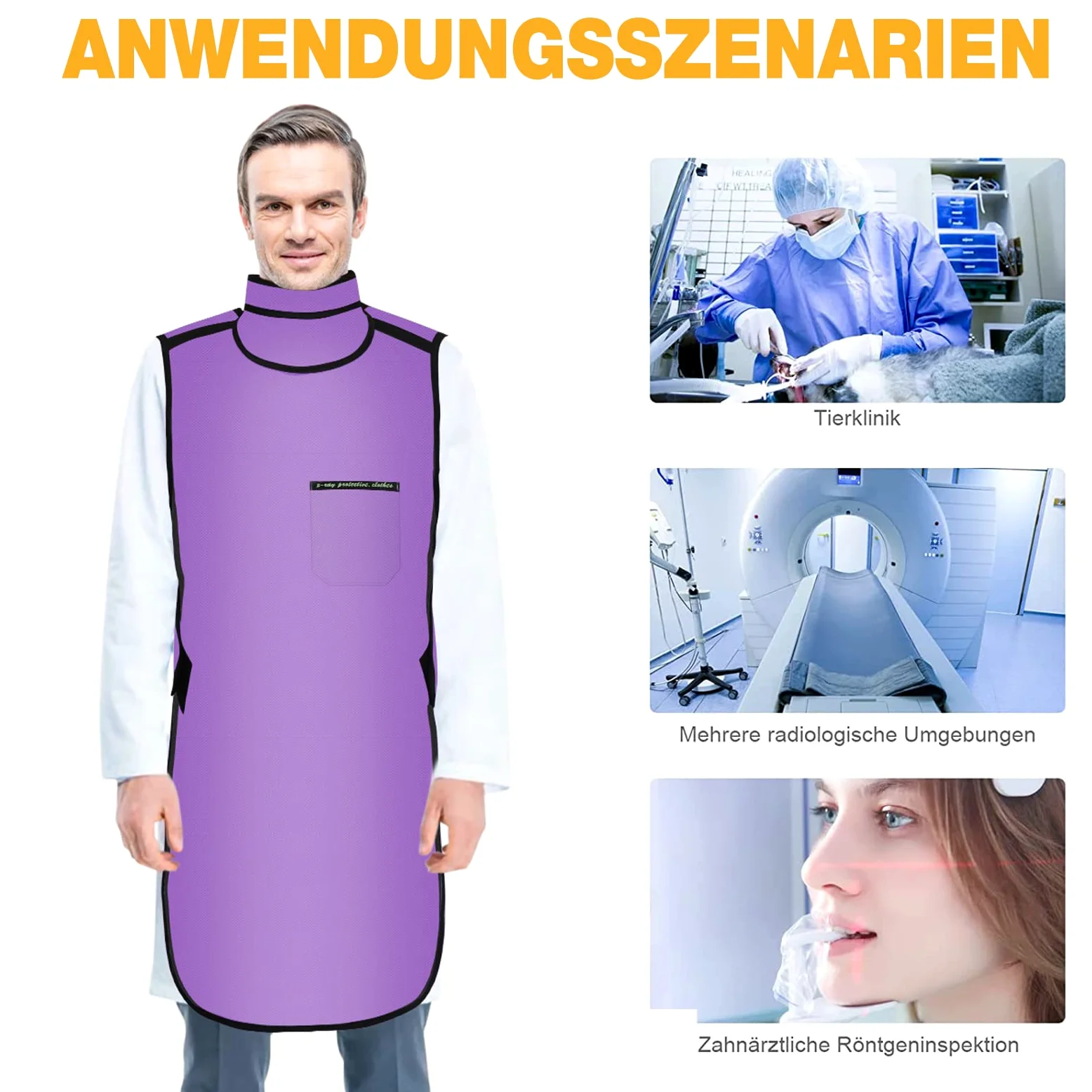 Tablier de protection contre les rayons X avec protection thyroïdienne - 0,5 mmPb - Léger - Blindage en plomb - Vêtement de protection pour dentistes - Gilet de protection équivalent pour hôpitaux,