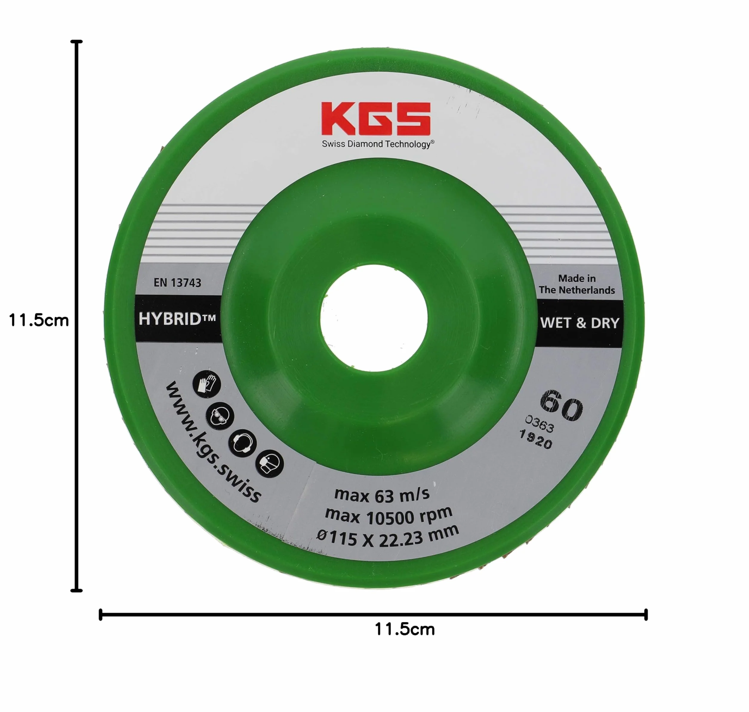 Disques à Lamelles Diamantées KGS Hybrid Ø 115 x 22.23 mm Gamme Gold Grain 60