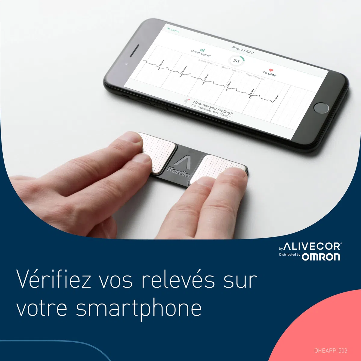 AliveCor KardiaMobile - Le moniteur ECG personnel connecté - Détectez la fibrillation auriculaire en seulement 30 secondes - à tout moment, n'importe où - Distribué par OMRON