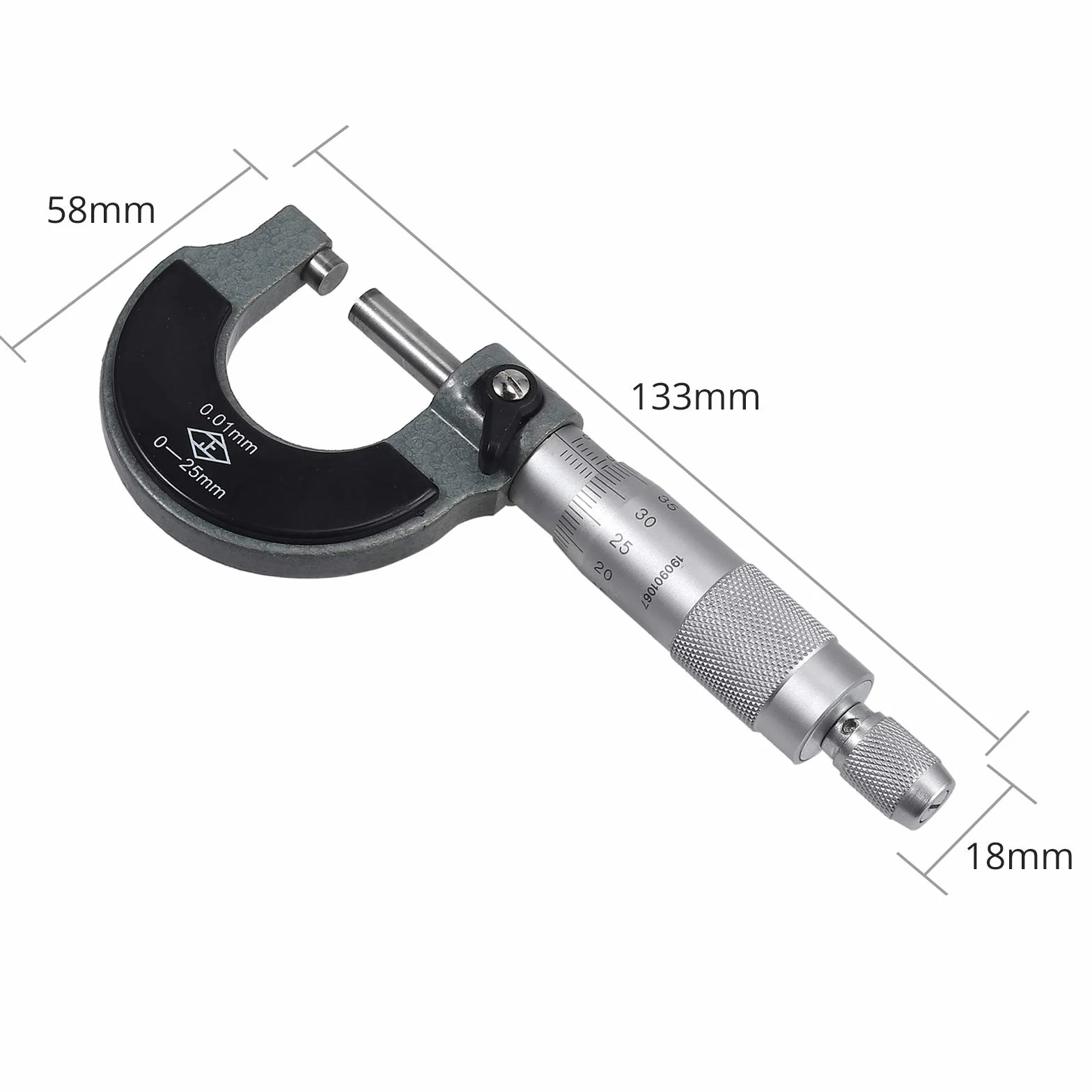 AUTOUTLET Micromètre Extérieur 0-25 mm Graduations 0,01 mm Pied à Coulisse Externe Métrique avec Clé de Réglage Zéro