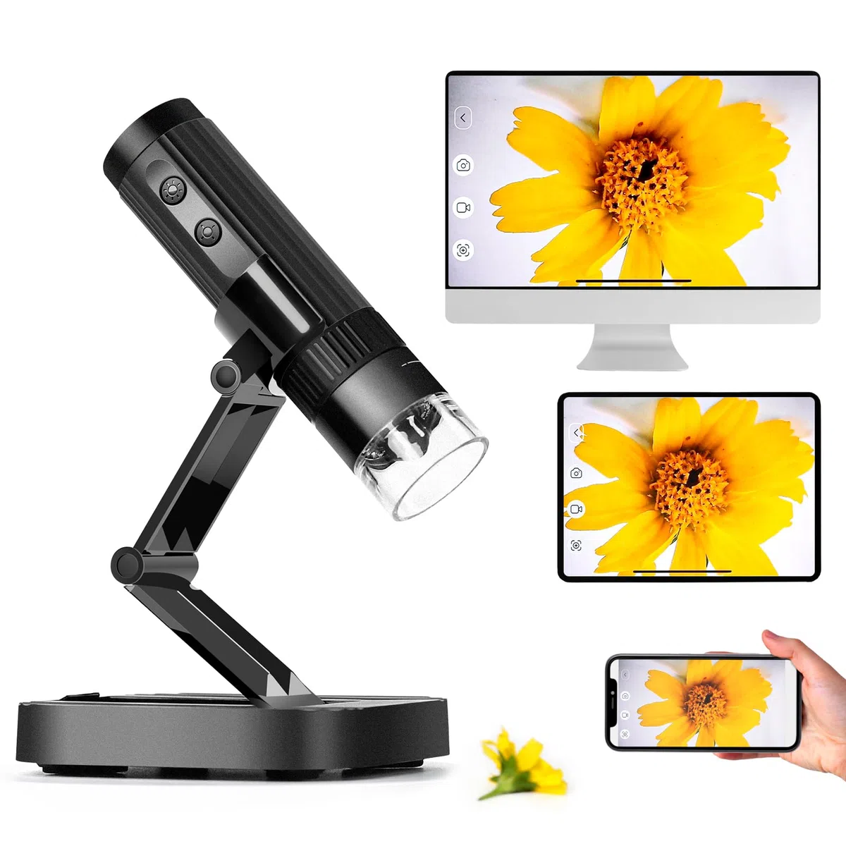 MatataStudio M2C Microscope Numérique sans Fil USB 50X-1000X WiFi 1080P LED Portable avec Support Réglable